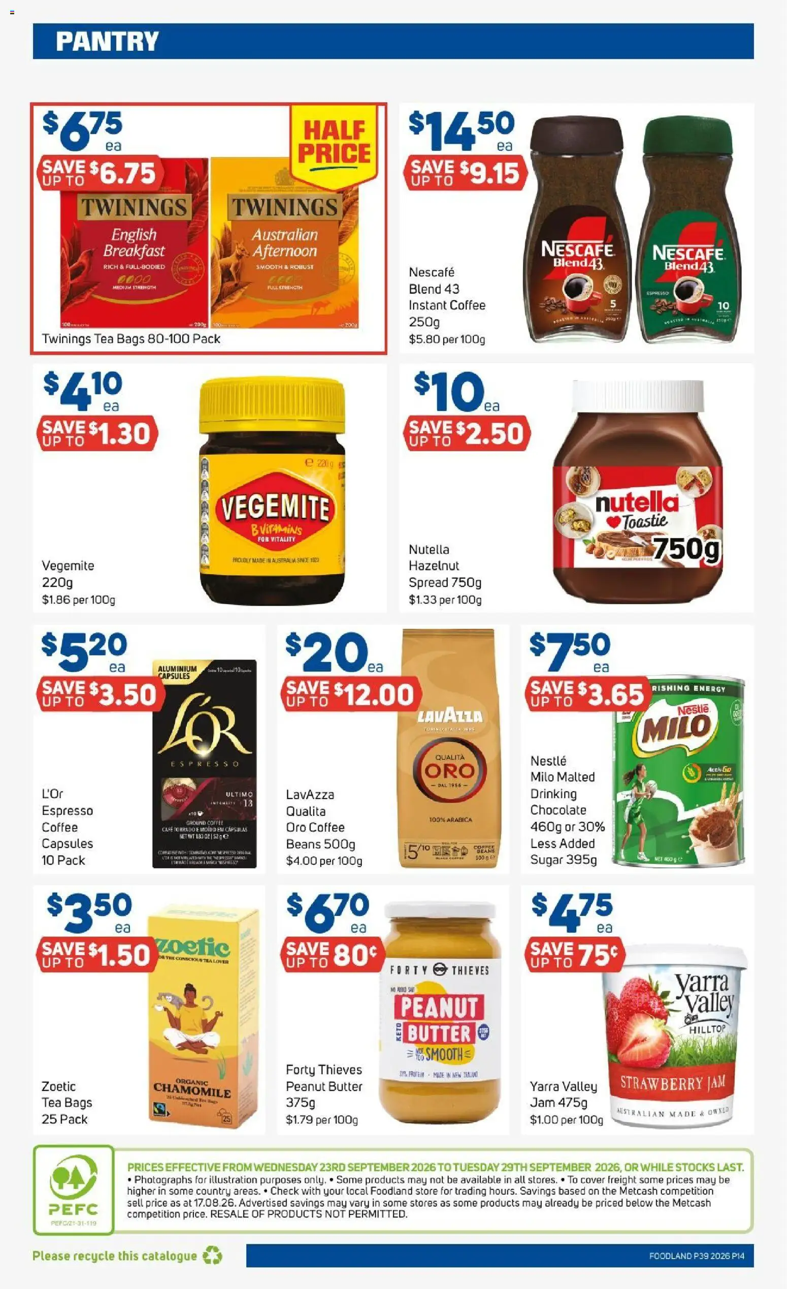 Foodland catalogue - valid from 23/09/2026 | Page: 14 | Products: Protein, Nutella, Capsules, Nescafe