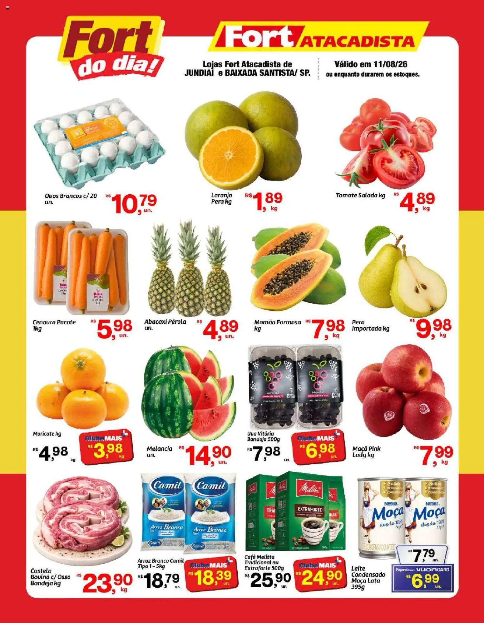 Fort Atacadista Folheto - válido de 11/08/2026 | Página: 1 | Produtos: Leite, Ovos, Café, Salada