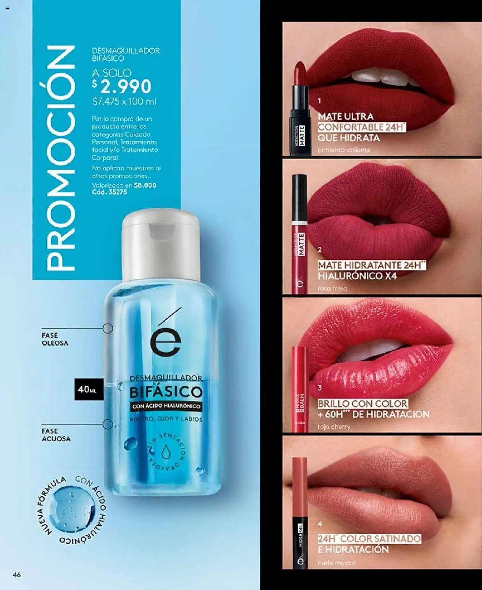 Catálogo Ésika Campaña 12 │ válido desde el 06.07.2026 | Página: 46 | Productos: Brillo, Pimienta, Mate