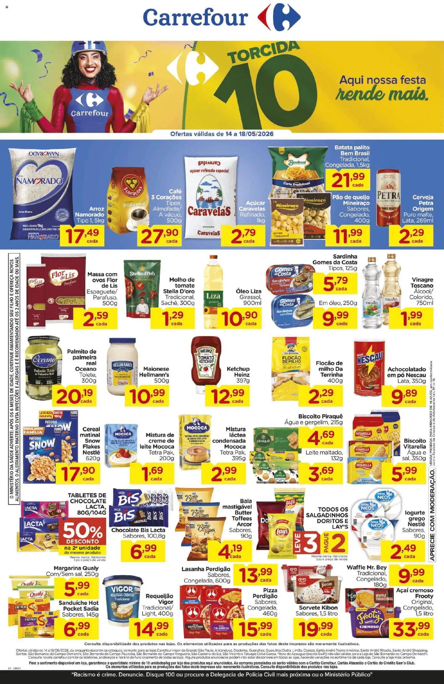 Carrefour Folheto - válido de 14.05.2026 | Página: 1 | Produtos: Leite, Massa, Ketchup, Açaí