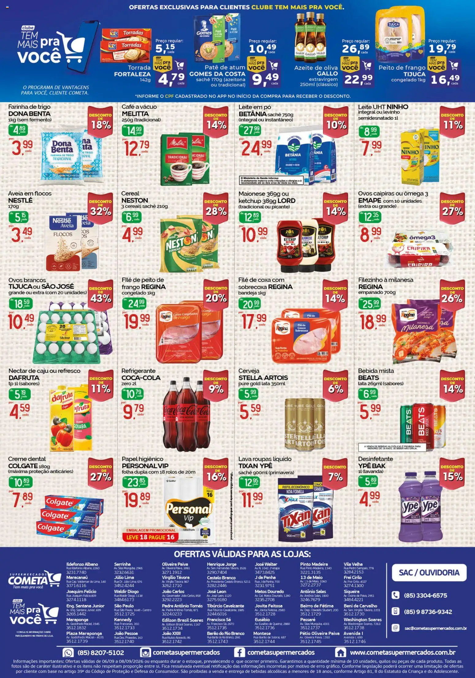 Cometa Supermercados Folheto - válido de 06/09/2026 | Página: 2 | Produtos: Bebidas, Roupas, Bebida, Ômega