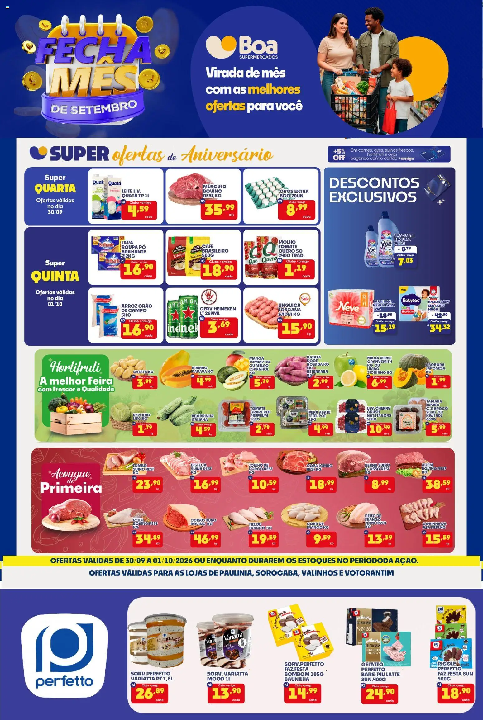 Boa Supermercados Folheto - válido de 30/09/2026 | Página: 1 | Produtos: Abóbora, Acém, Leite, Café