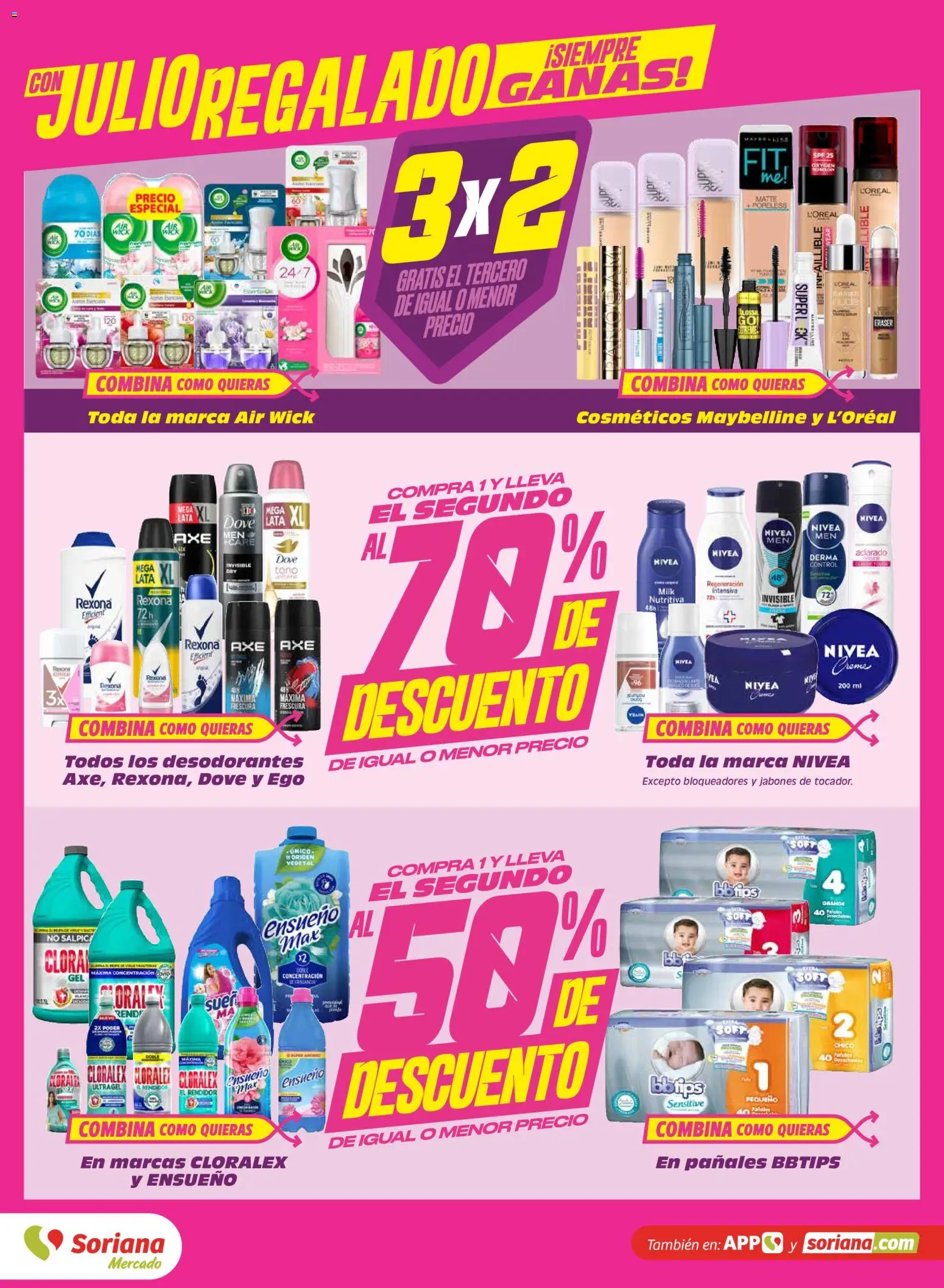 Nuevas ofertas de Soriana válidas en toda la República Mexicana desde el 05.06.2026. ¡Encuentra las mejores ofertas en Soriana Julio Regalado Mercado Nacional! | Página: 5 | Productos: Pañales