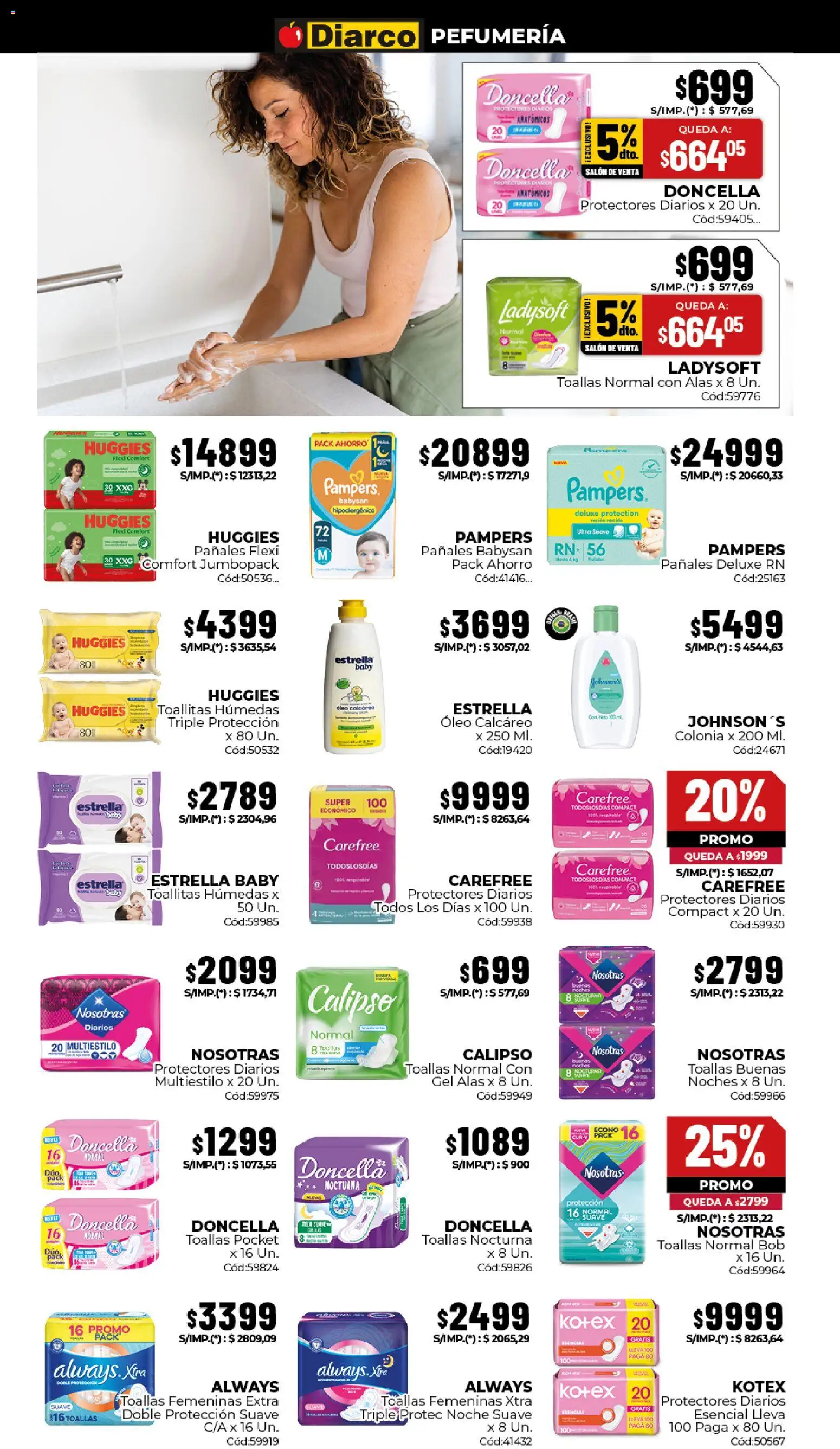 Diarco - Ofertas Gba │ válido desde el 06/07/2026 | Página: 12 | Productos: Toallas, Toallitas húmedas, Pañales, Protectores diarios