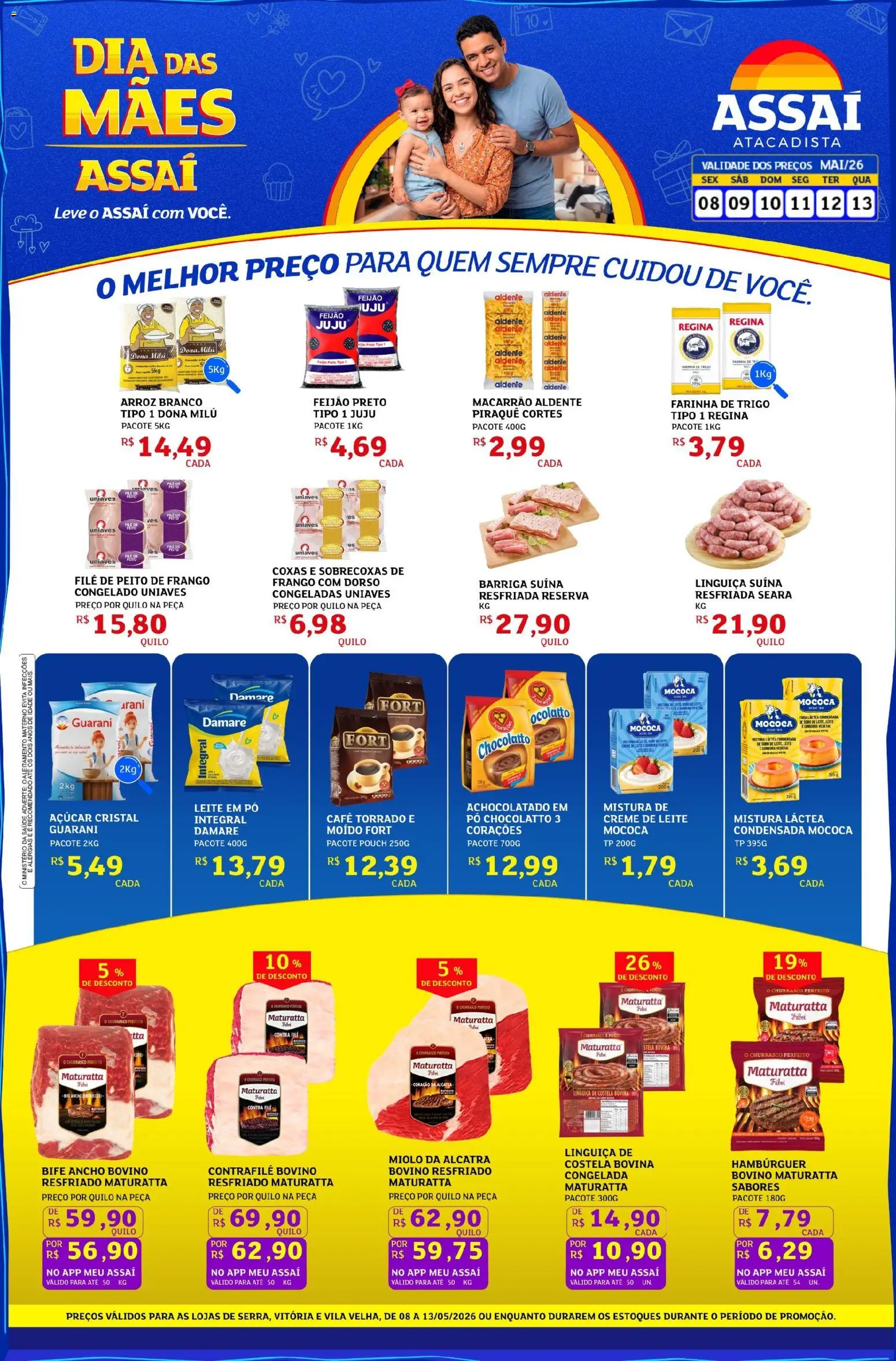 Assaí Atacadista Folheto - válido de 08.05.2026 | Página: 1 | Produtos: Farinha de trigo, Alcatra, Café, Creme de leite