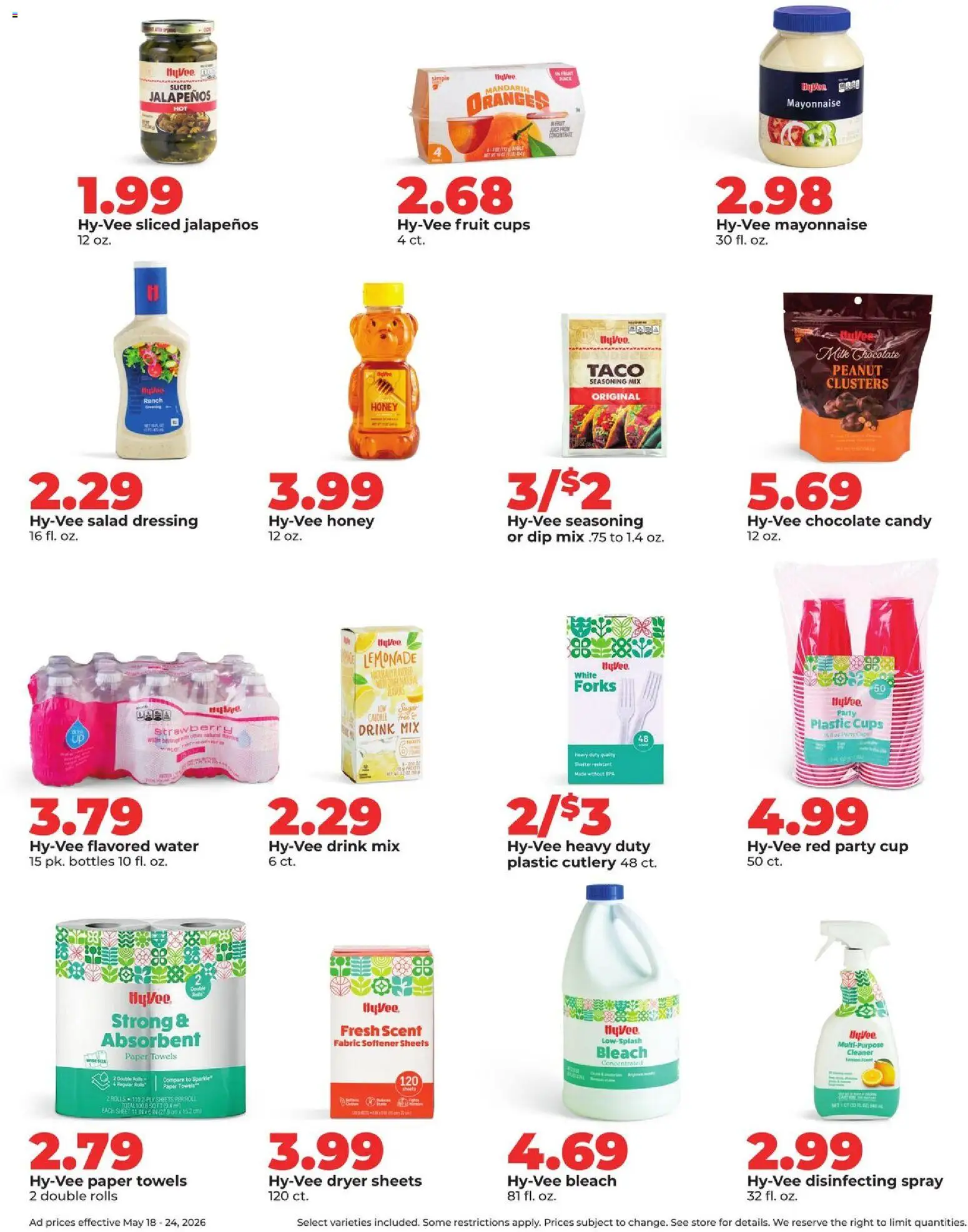HyVee Weekly Ad - valid from 18.05.2026 | Page: 25 | Products: Milk, Oranges, Fabric softener, Dryer