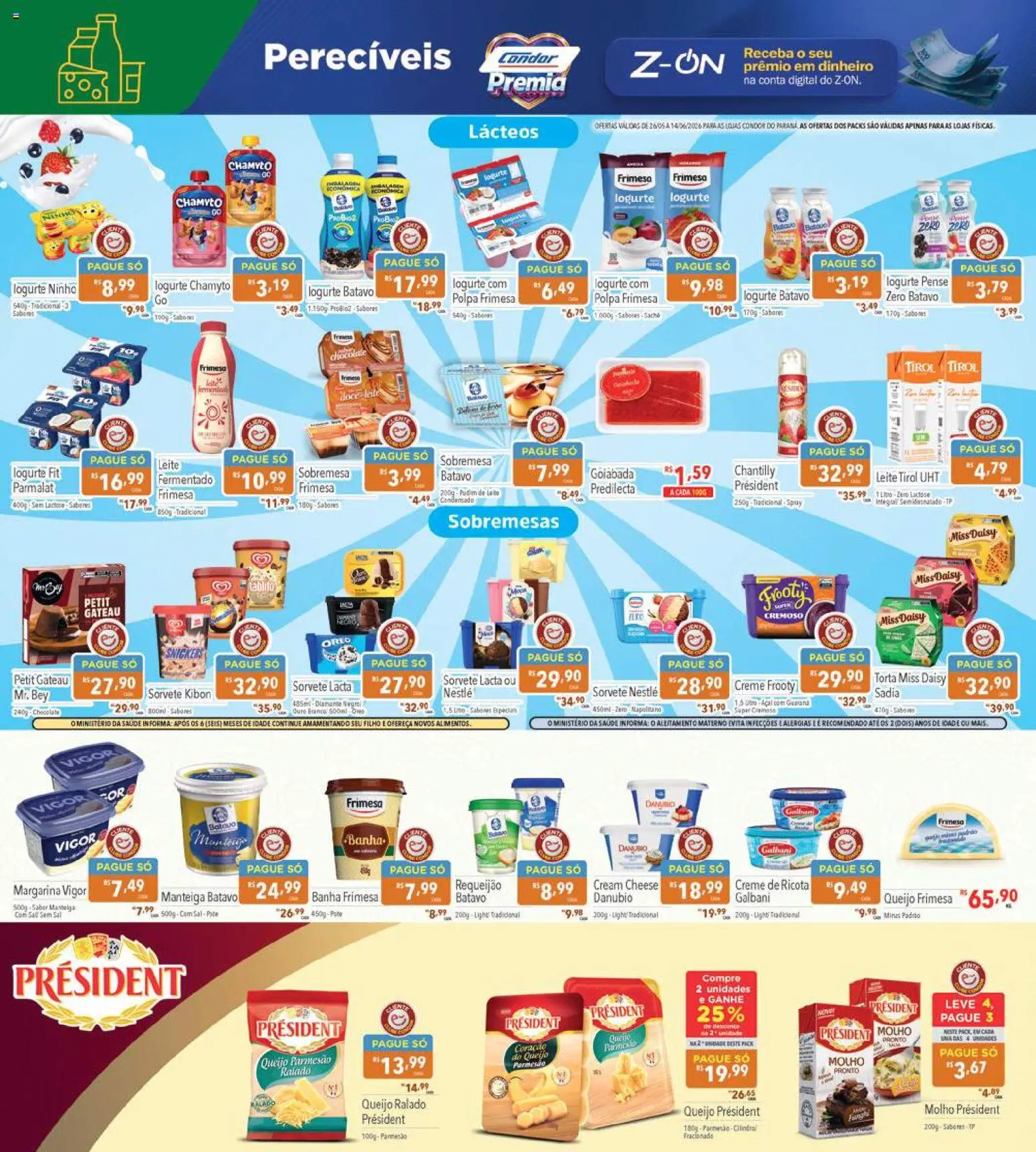 Supermercados Condor Folheto - válido de 26.05.2026 | Página: 14 | Produtos: Leite, Queijo, Parmesão, Ricota