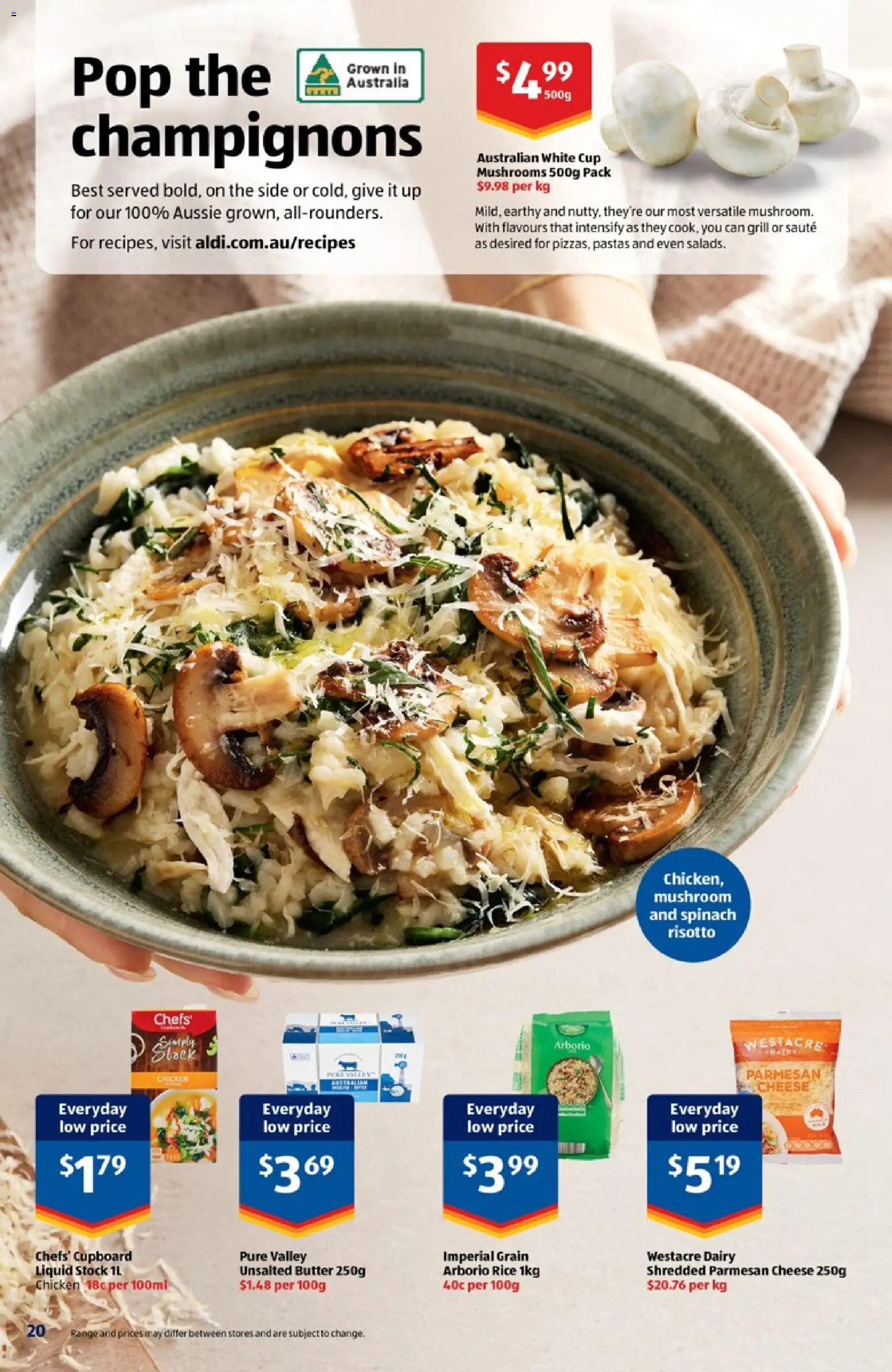 Aldi catalogue - valid from 15.04.2026 | Page: 20 | Products: Dairy, Butter, Mushrooms, Spinach