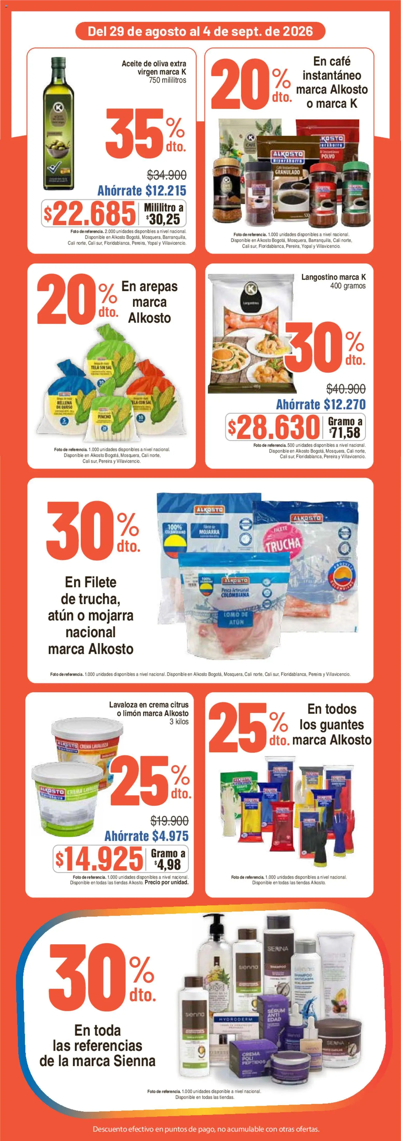 Alkosto revista - valida desde el 29/08/2026 | Página: 2 | Productos: Guantes, Crema, Atún, Café