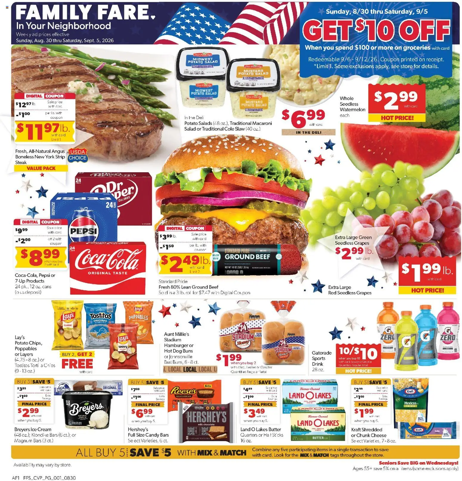 Family Fare Weekly Ad - valid from 08/30/2026 | Page: 1 | Products: Groceries, Honey, Mustard, Ice