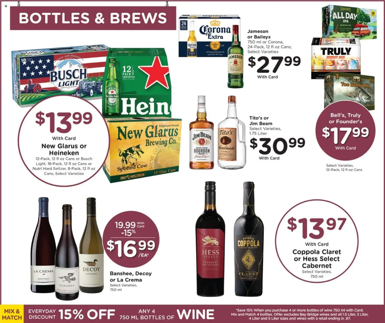 Pick ‘n Save Weekly Ad - valid from 08/19/2026 | Page: 12 | Products: Wine, Heineken, Bourbon, Baileys