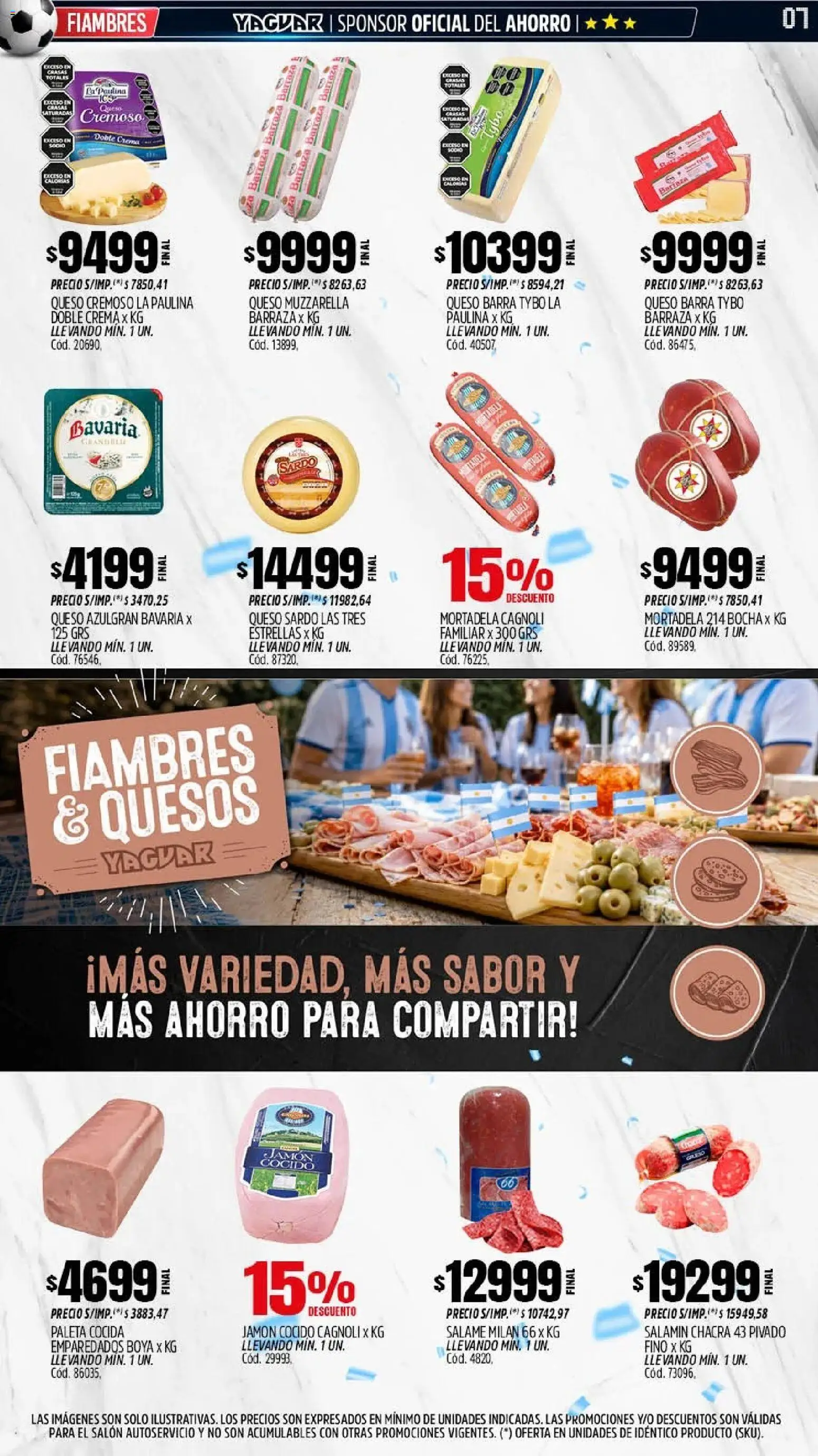 Yaguar - Oferta Semanal Mar del Plata │ válido desde el 15.06.2026 | Página: 6 | Productos: Mortadela, Queso, Jamón, Salame