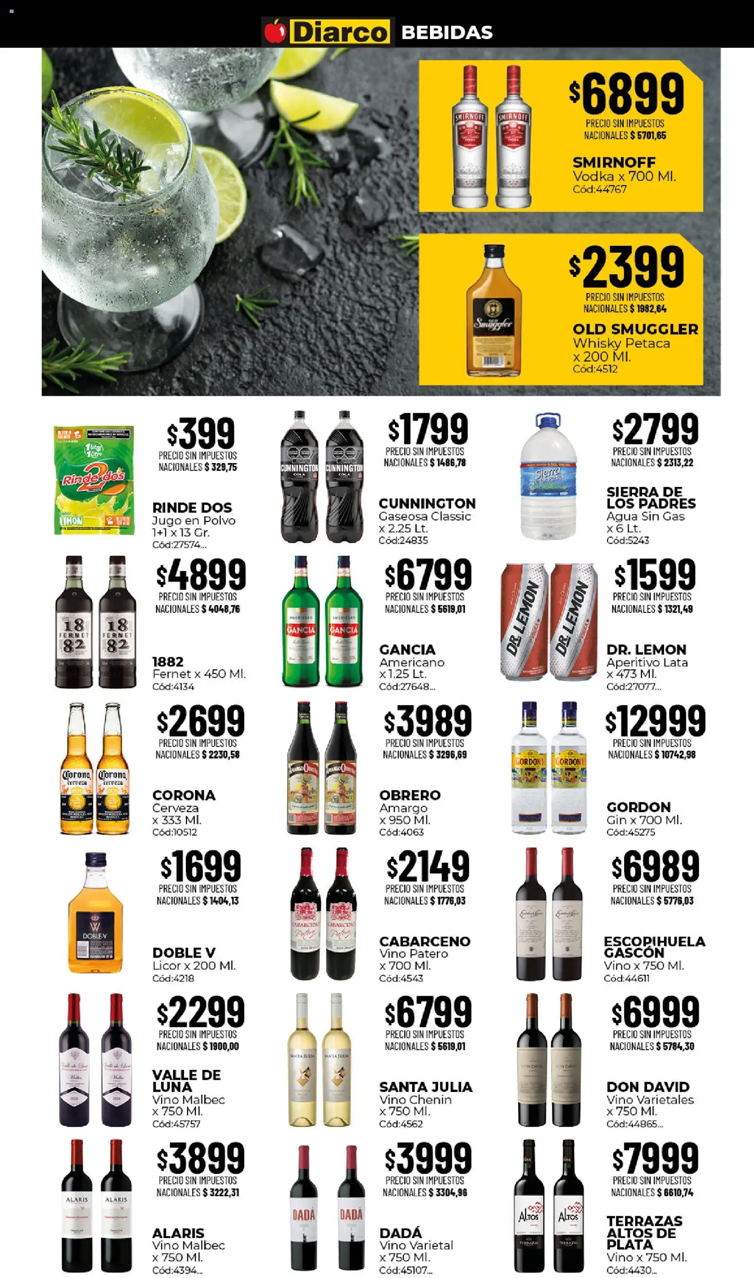 Diarco - Ofertas │ válido desde el 07/09/2026 | Página: 5 | Productos: Gin, Gaseosa, Limón, Vino