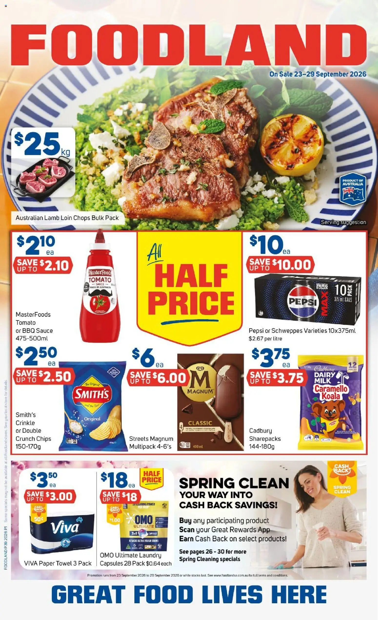 Foodland catalogue - valid from 23/09/2026 | Page: 1 | Products: BBQ Sauce, Dairy, Pepsi, Capsules