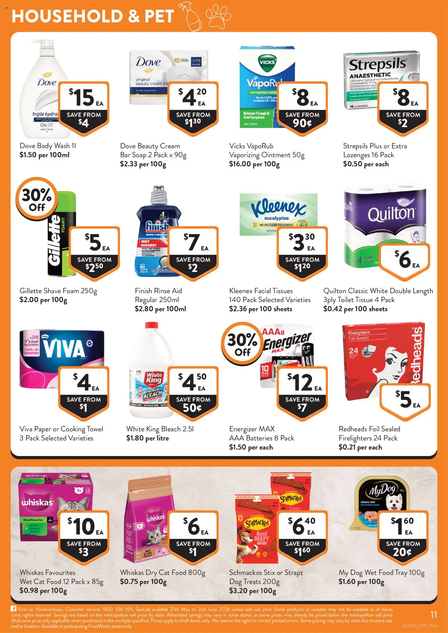 Foodworks catalogue - valid from 25.05.2026 | Page: 11 | Products: Toilet, Soap, Batteries, VapoRub