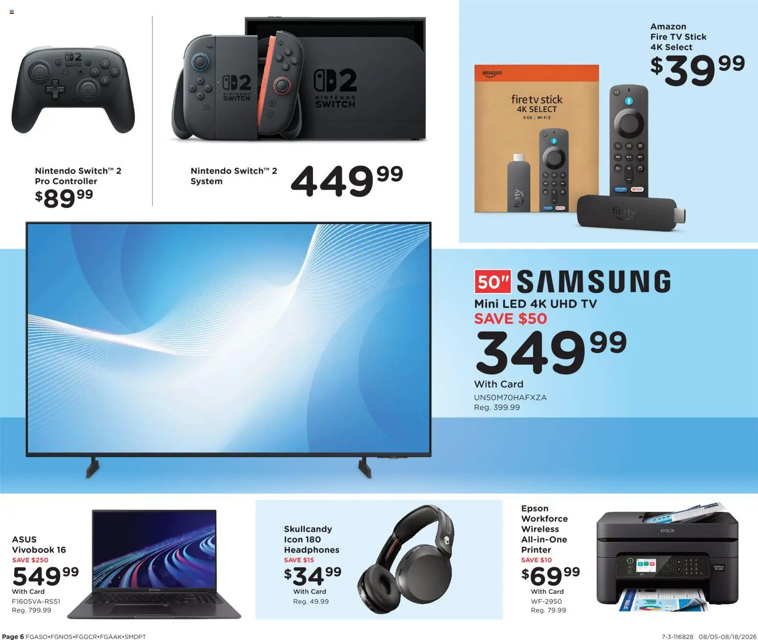 Fred Meyer Home & Apparel - valid from 08/05/2026 | Page: 6 | Products: Switch, Printer, Headphones, Nintendo