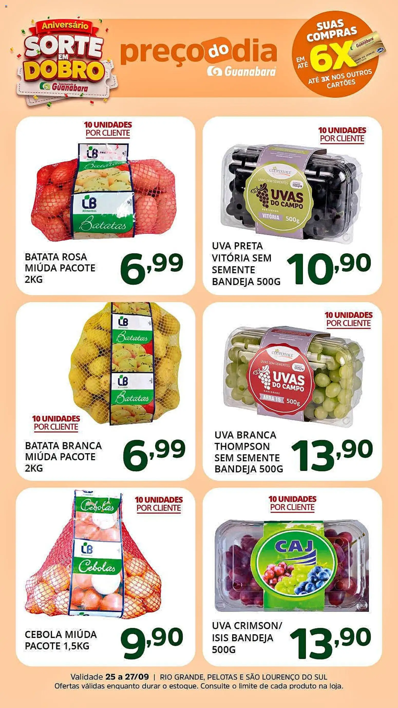 Supermercado Guanabara Folheto - válido de 25/09/2026 | Página: 1 | Produtos: Batatas, Cebola, Alimentos, Uvas