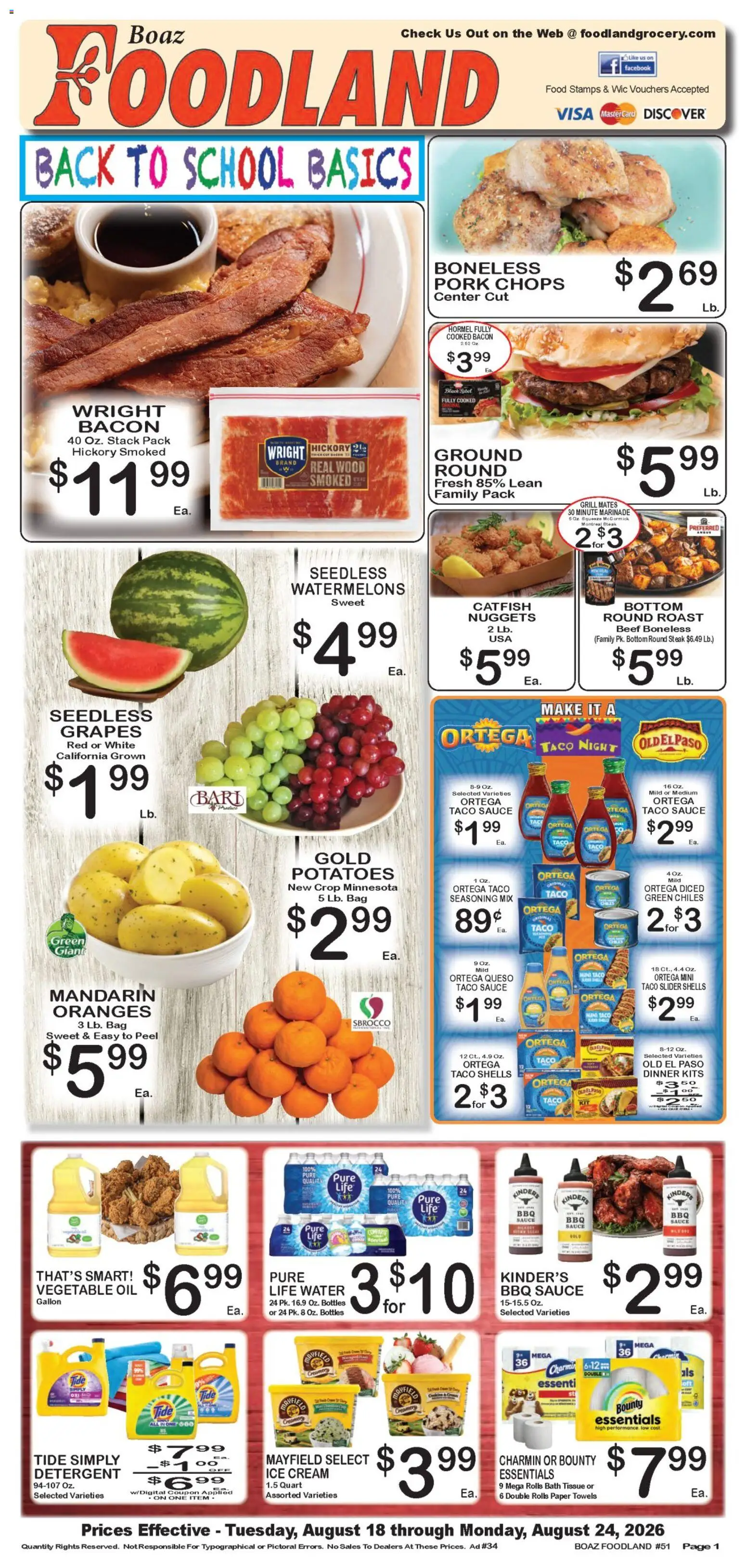 Foodland Weekly Ad - valid from 08/18/2026 | Page: 1 | Products: Bath, Detergent, Cream, Grill