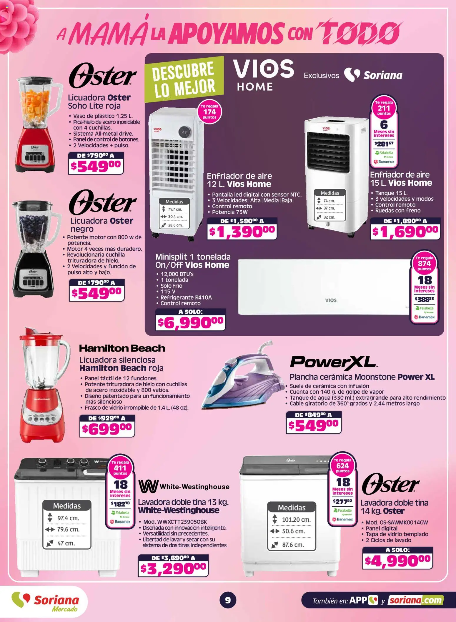 Nuevas ofertas de Soriana válidas en toda la República Mexicana desde el 30.04.2026. ¡Encuentra las mejores ofertas en Soriana A mamá la apoyamos con todo Mercado Nacional! | Página: 10 | Productos: Agua, Control remoto, Licuadora, Cable