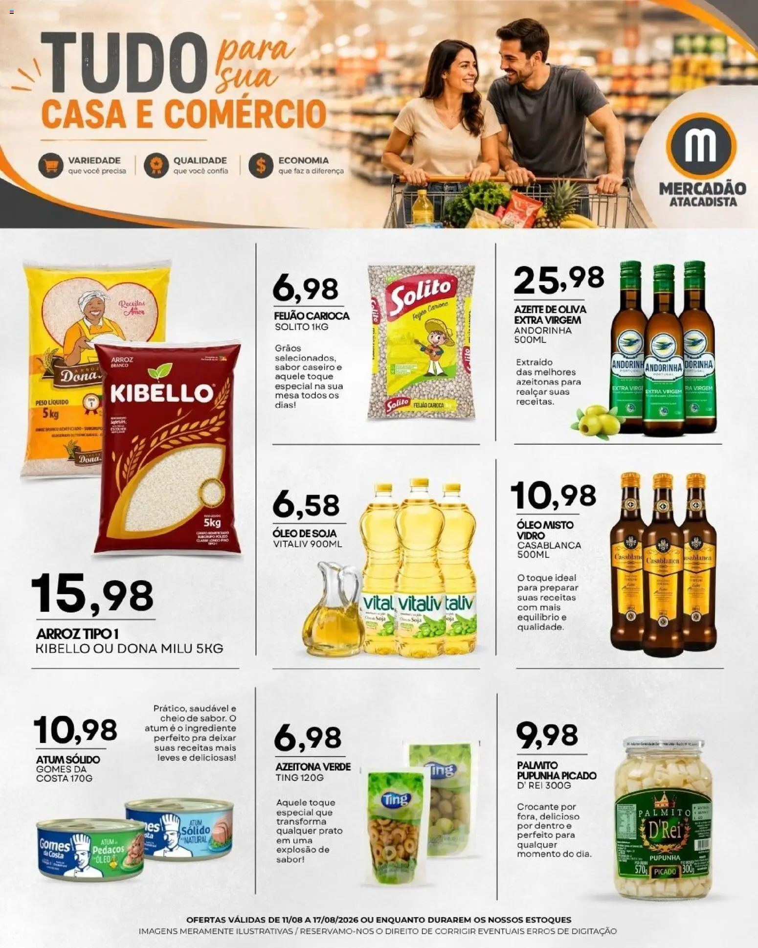 Mercadão Atacadista Folheto - válido de 11/08/2026 | Página: 4 | Produtos: Pupunha, Feijão, Arroz, Atum