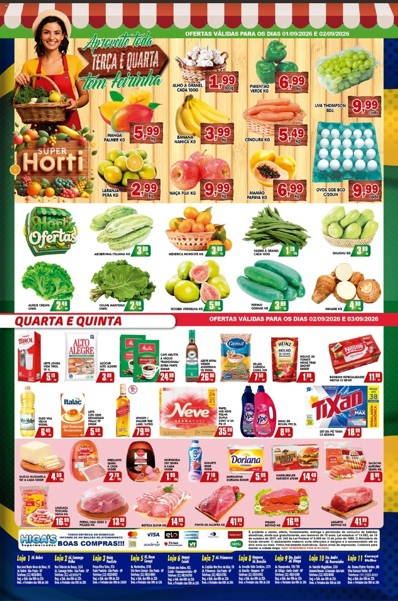 Higa's Supermercado Folheto - válido de 02/09/2026 | Página: 4 | Produtos: Goiaba, Abobrinha, Vagem, Salsicha
