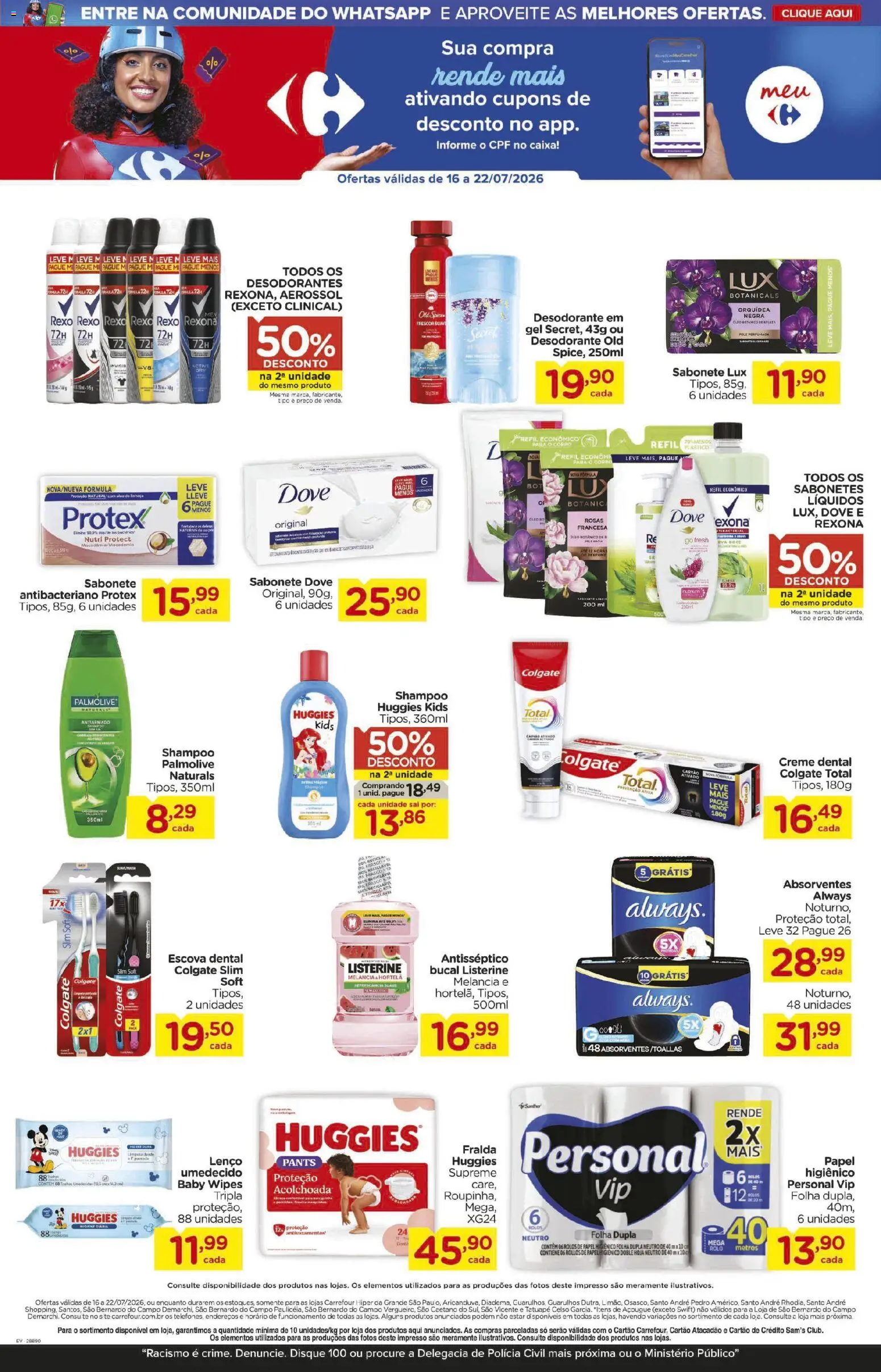 Carrefour Folheto - válido de 16/07/2026 | Página: 6 | Produtos: Escova, Rolo, Caixa, Dove