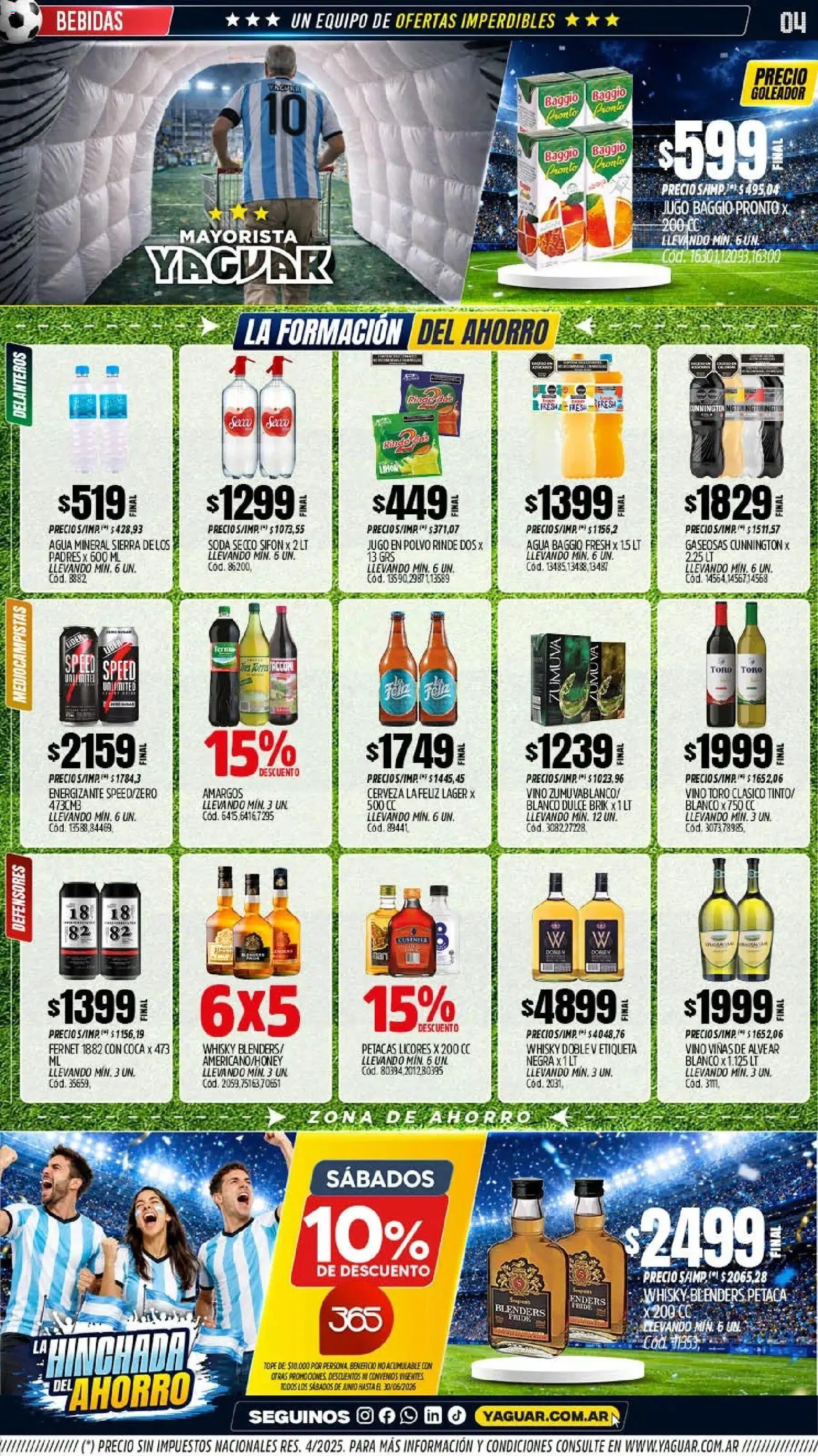 Yaguar - Oferta Semanal Mar del Plata │ válido desde el 08.06.2026 | Página: 4 | Productos: Soda, Jugo, Vino, Sierra