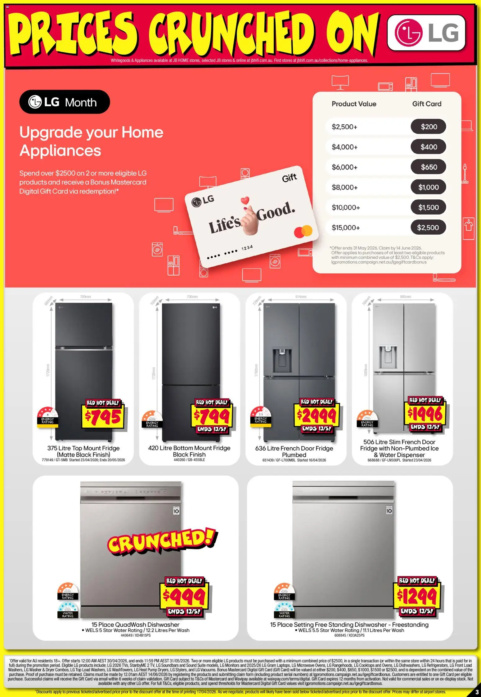 JB Hi-Fi catalogue - valid from 30.04.2026 | Page: 3 | Products: Suite, Fridge, Dryer, Washer