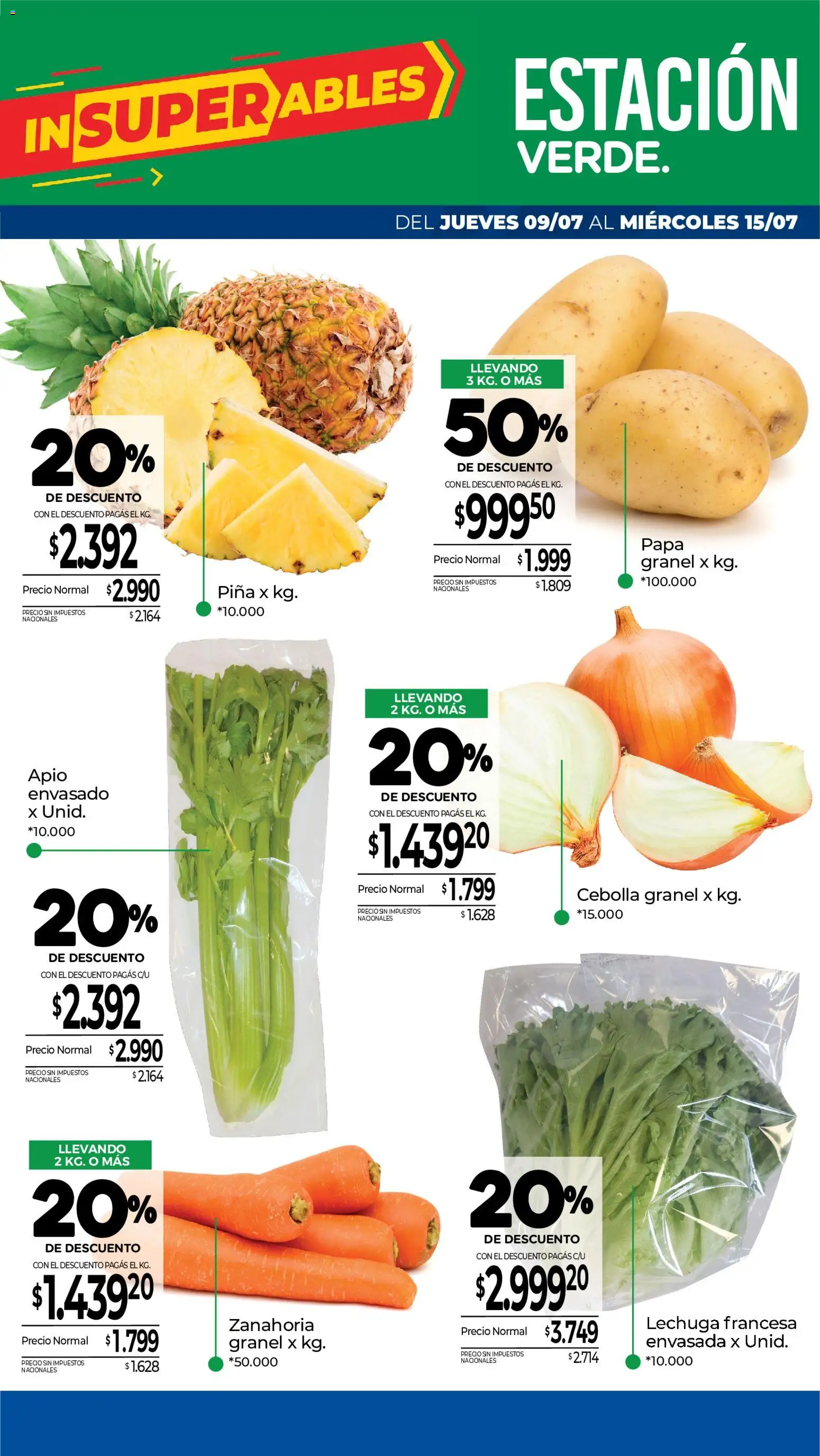 La Anonima catálogo │ válido desde el 09/07/2026 | Página: 6 | Productos: Papa, Apio, Piña, Zanahoria