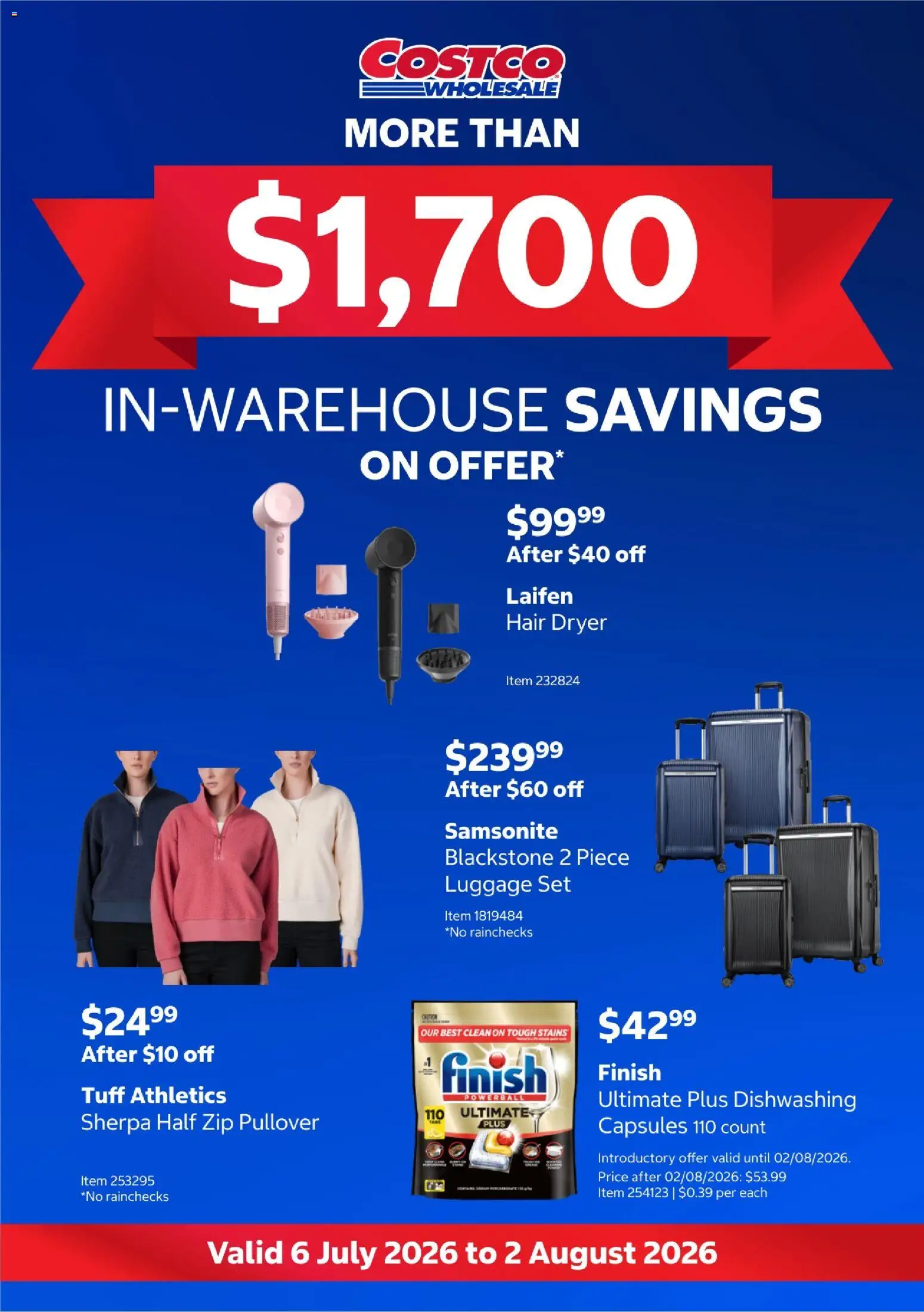 Costco catalogue - valid from 06/07/2026 | Page: 1 | Products: Pullover, Dryer, Hair dryer