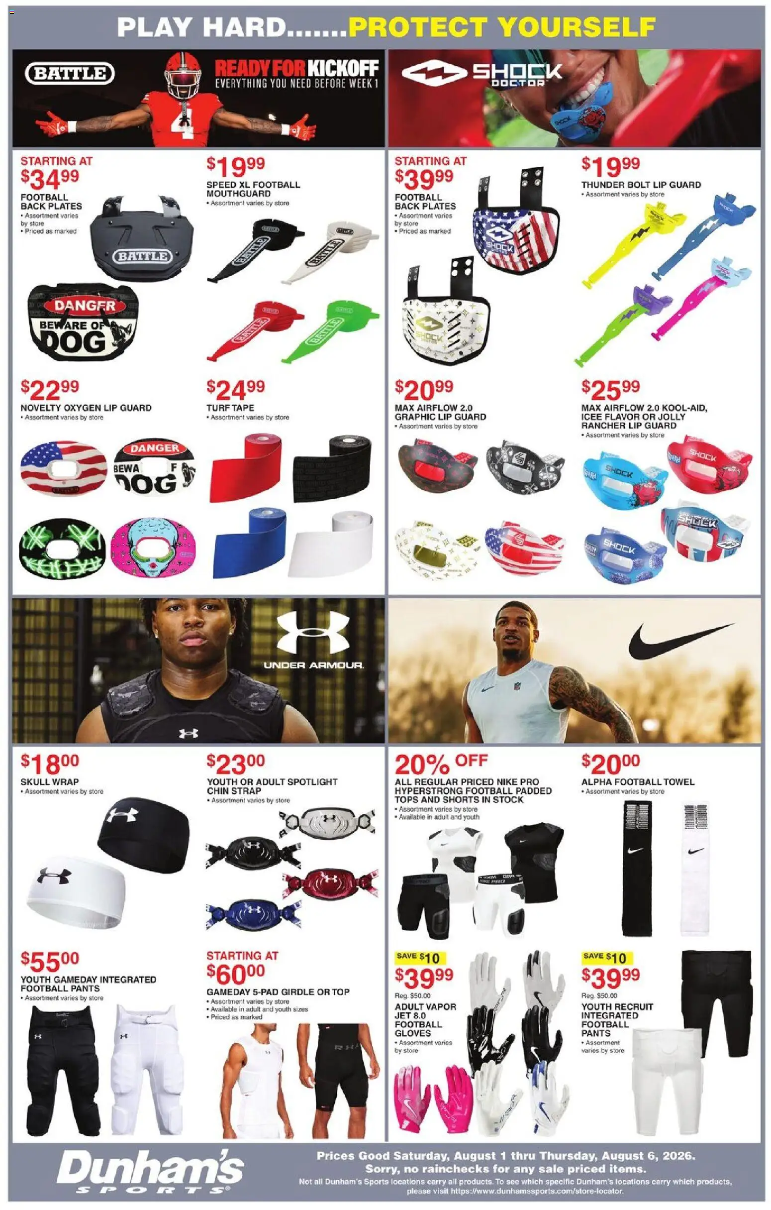 Dunham's Sports Weekly Ad - valid from 08/01/2026 | Page: 4 | Products: Pants, Shorts, Gloves, Shock