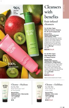 Preview of Beyond Glow Gentle Foaming Cleanser with Vitamins + Kiwi, A gentle foaming water-based cleanser that easily washes off makeup and residue without stripping your skin, leaving it feeling soft and smooth. Skin looks brighter and revitalized. 150 ml from shop Avon valid from 23.04.2026 | Page: 39