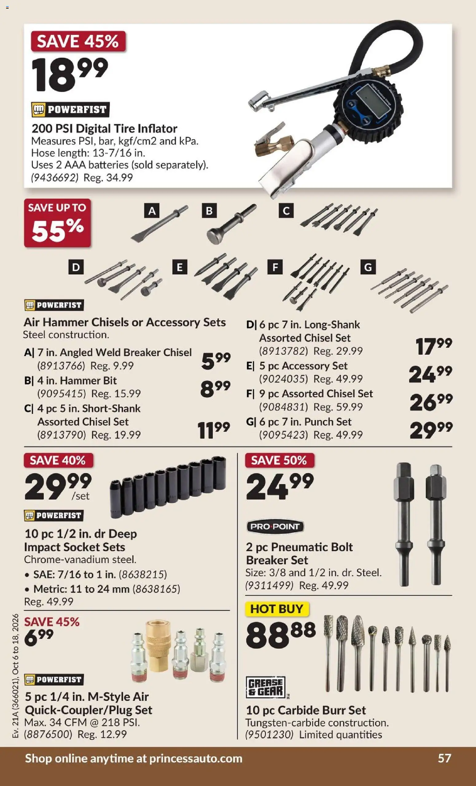 Princess Auto flyer valid from Oct 6, 2026 | Page: 63 | Products: PC, Batteries, Socket