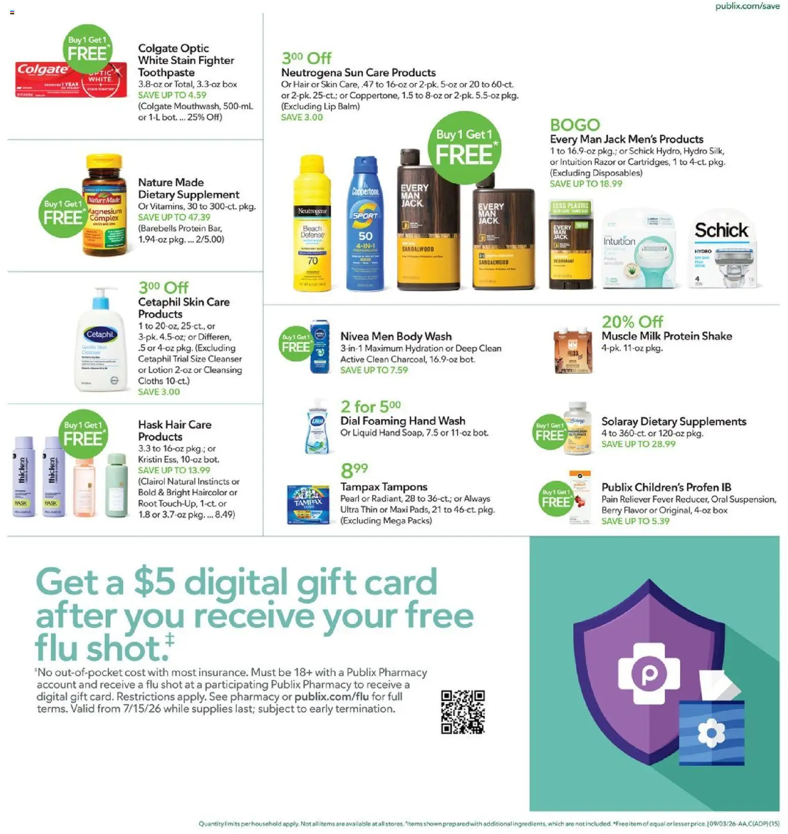 Publix Weekly Ad - valid from 09/02/2026 | Page: 15 | Products: Magnesium, Lip balm, Toothpaste, Tampons