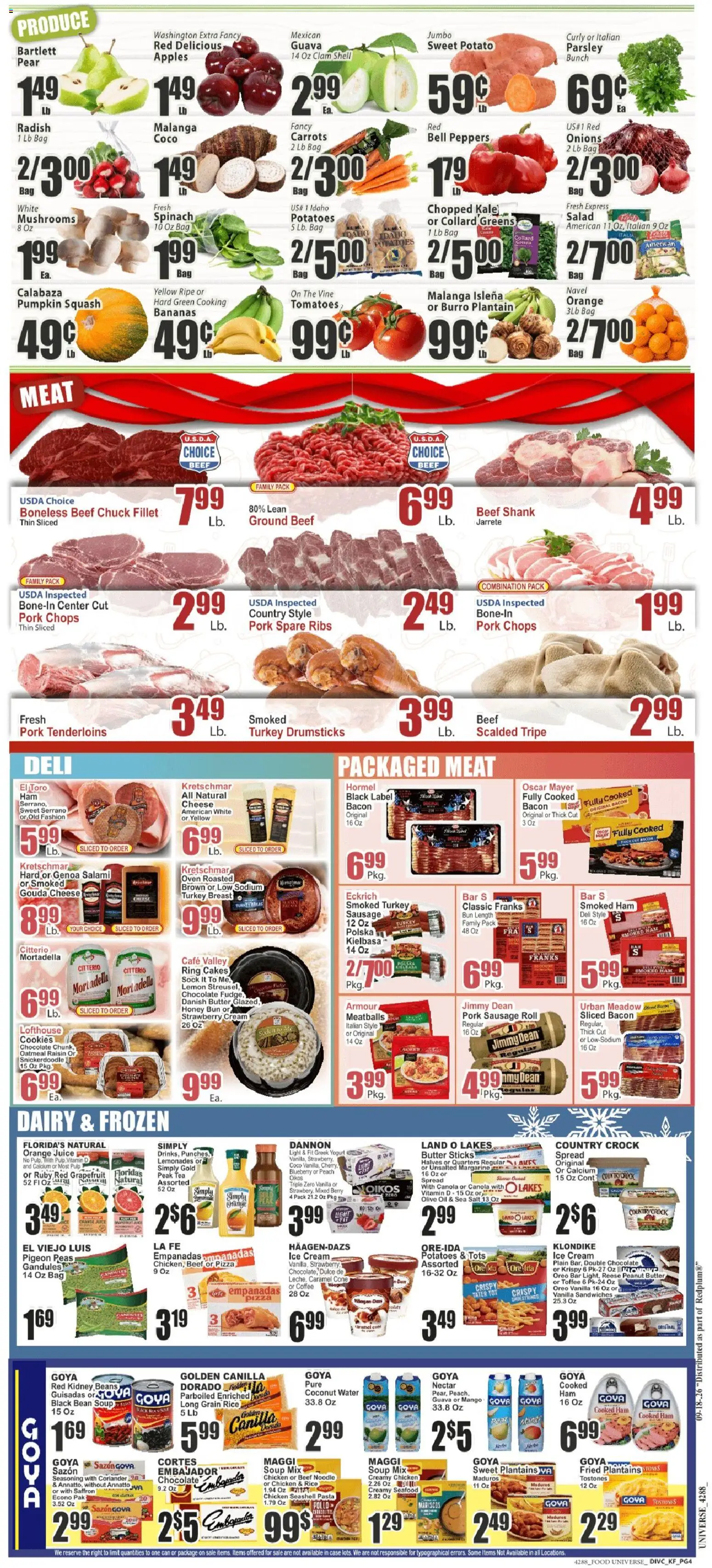 Food Universe Weekly Ad - valid from 09/18/2026 | Page: 4 | Products: Coffee, Rice, Potatoes, Peach
