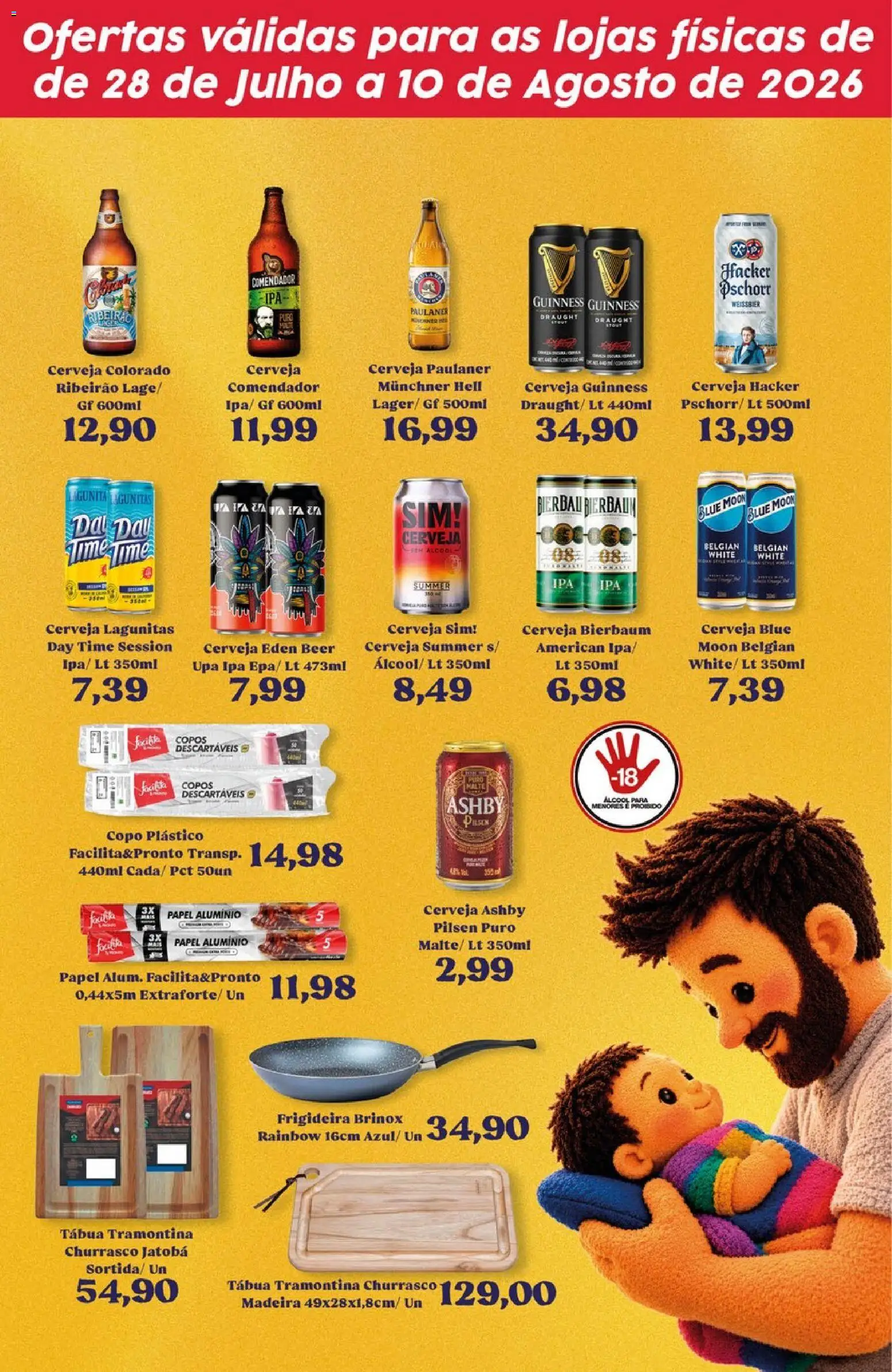 Tauste Folheto - válido de 28/07/2026 | Página: 3 | Produtos: Frigideira, Papel alumínio, Tábua, Copos