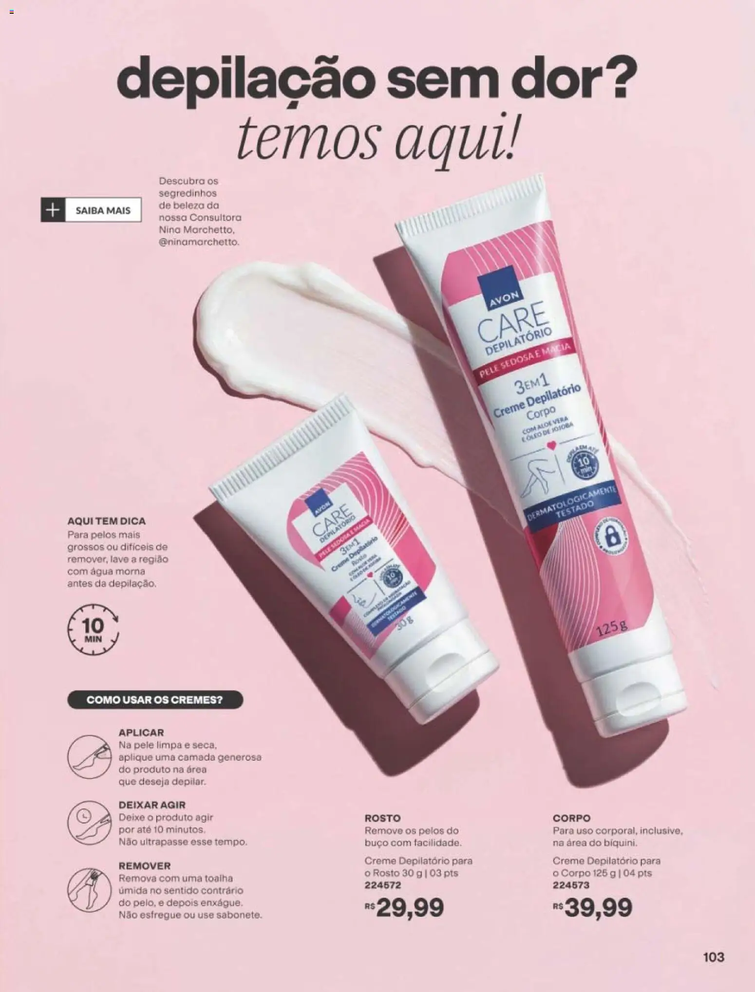 Avon Folheto - válido de 19/07/2026 | Página: 103 | Produtos: Creme depilatório, Creme