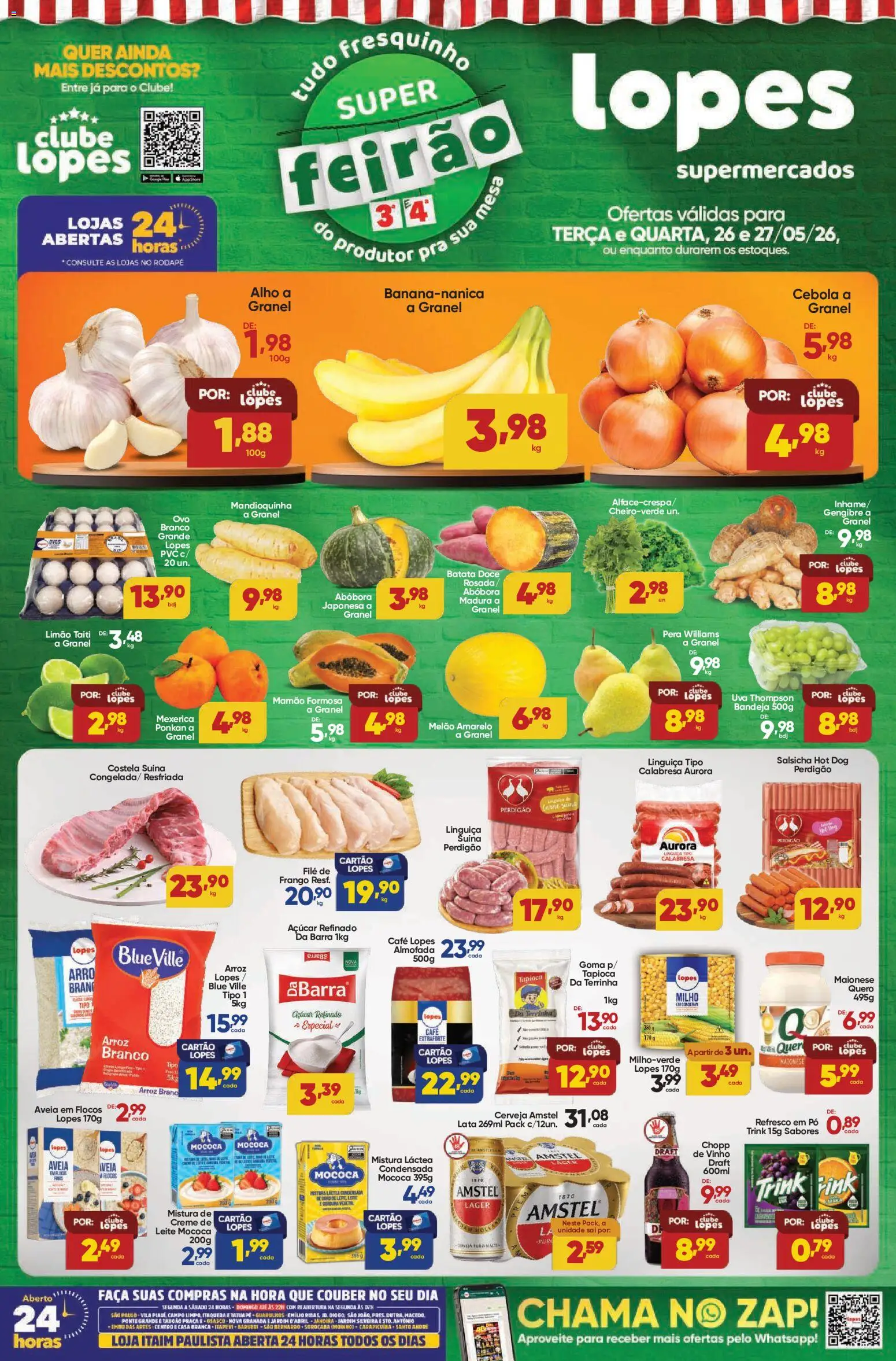 Lopes Supermercados Folheto - válido de 26.05.2026 | Página: 1 | Produtos: Mexerica, Inhame, Linguiça, Rodapé