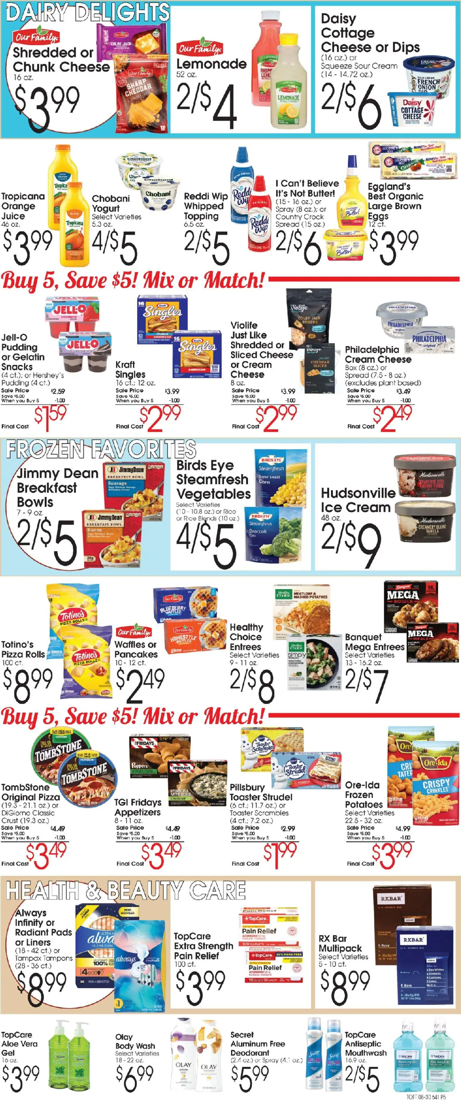 Family Fare Ad - valid from 08/30/2026 | Page: 5 | Products: Waffles, Yogurt, Eggs, Body Wash