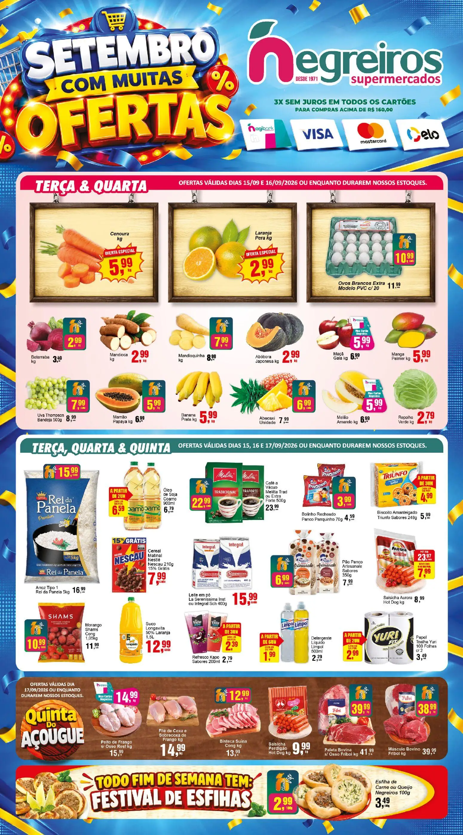 Negreiros Folheto - válido de 15/09/2026 | Página: 1 | Produtos: Nescau, Panela, Pão, Bandeja