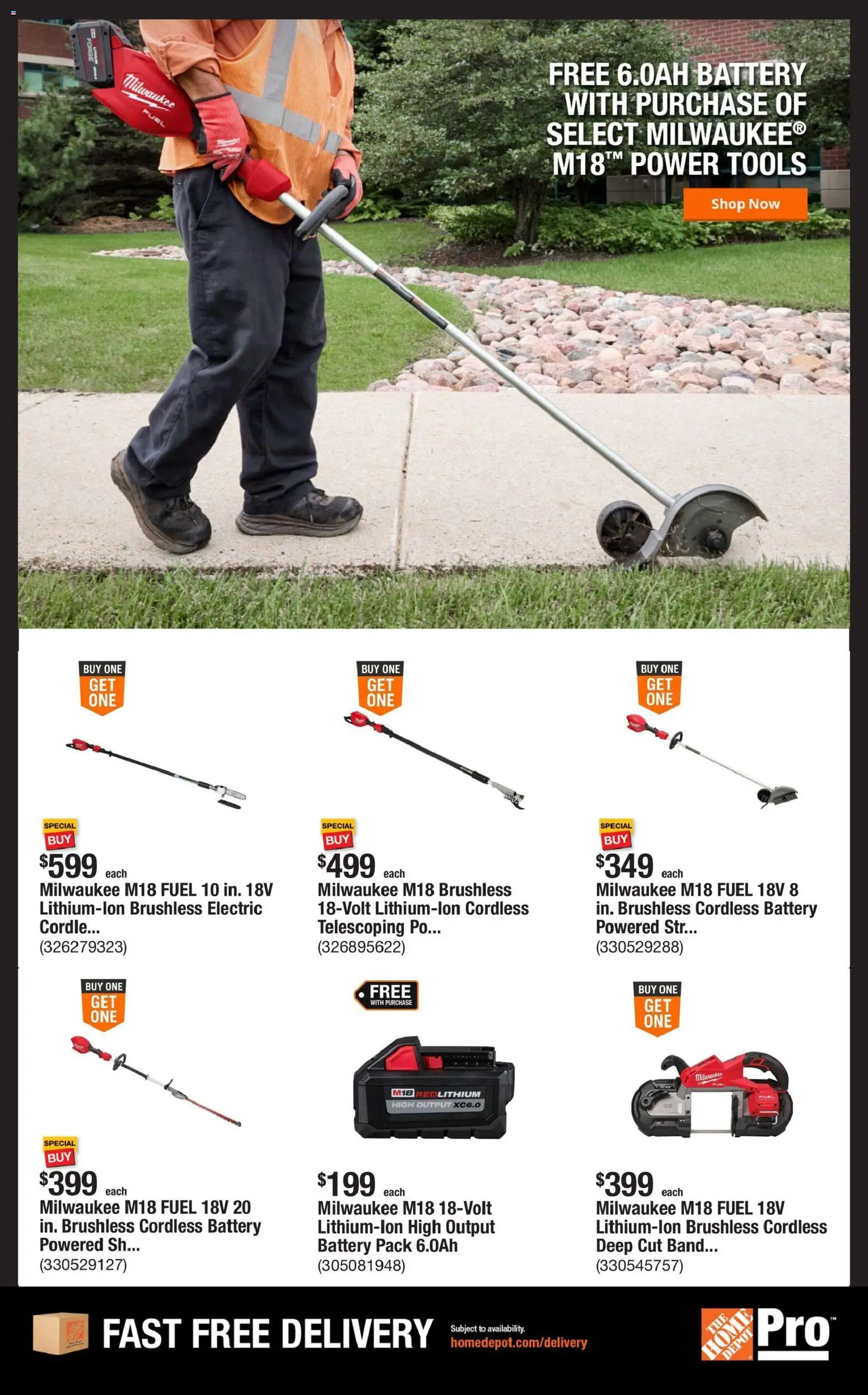 Home Depot Shop Pro Ad - valid from 09/07/2026 | Page: 4 | Products: Battery, Tools