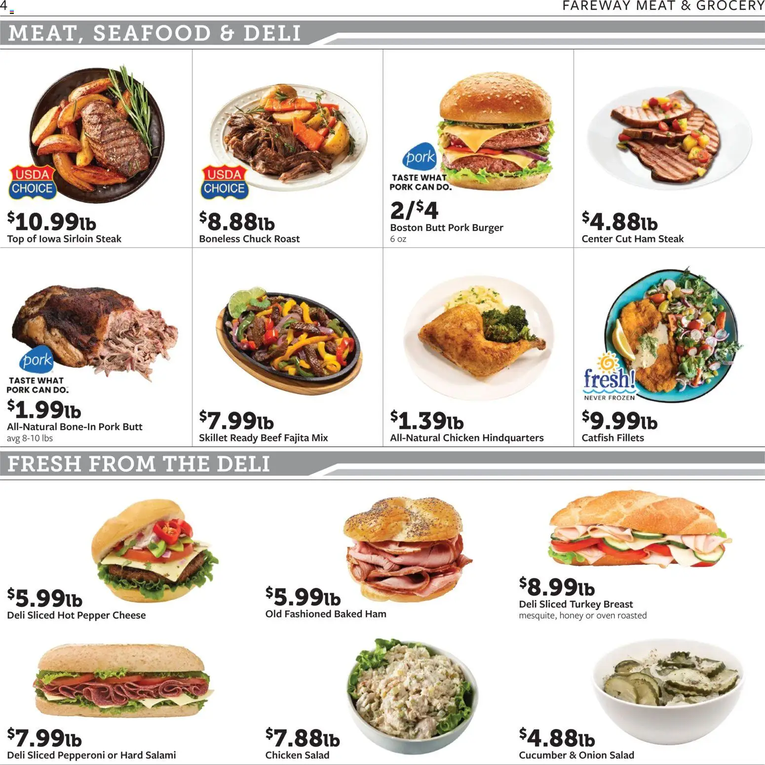 Fareway Weekly Ad - valid from 08/10/2026 | Page: 4 | Products: Skillet, Pork butt, Turkey breast, Beef