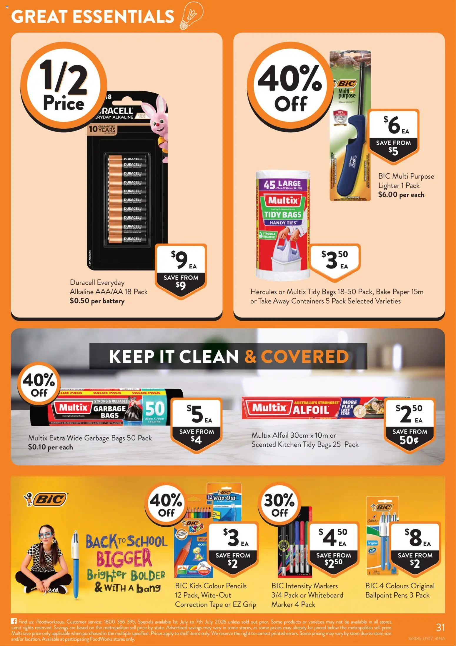 Foodworks catalogue - valid from 01/07/2026 | Page: 31 | Products: Shelf, Battery, Garbage bags