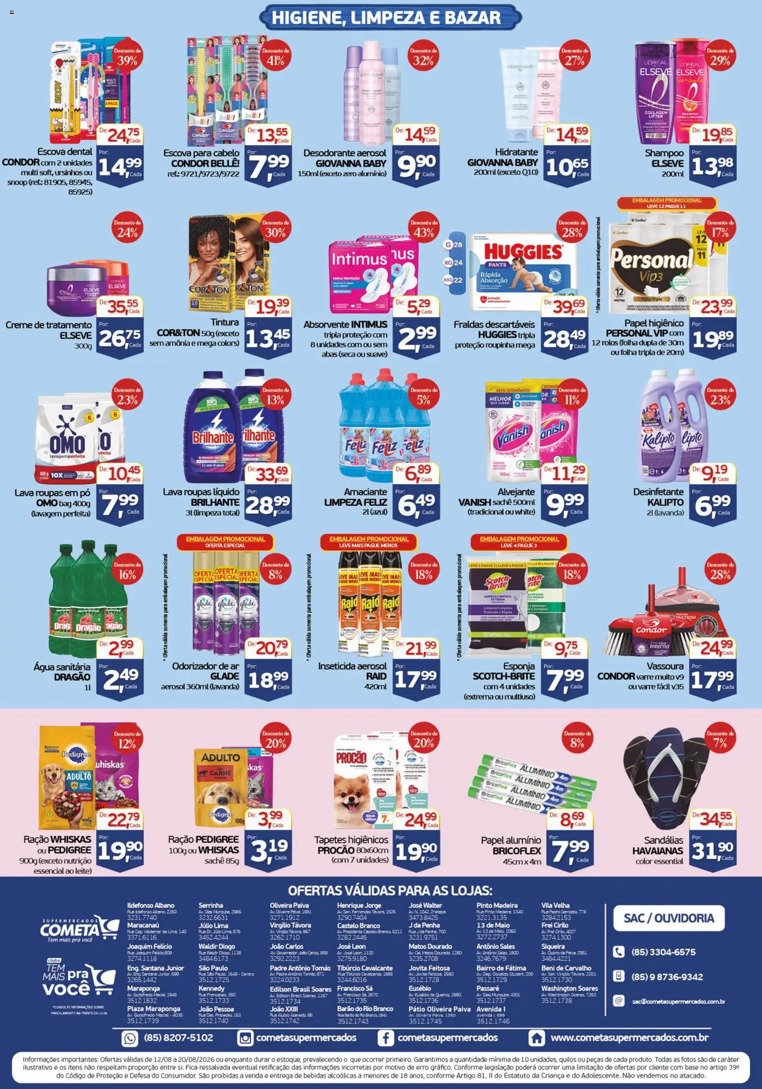 Cometa Supermercados Folheto - válido de 12/08/2026 | Página: 4 | Produtos: Alvejante, Desodorante, Base, Água