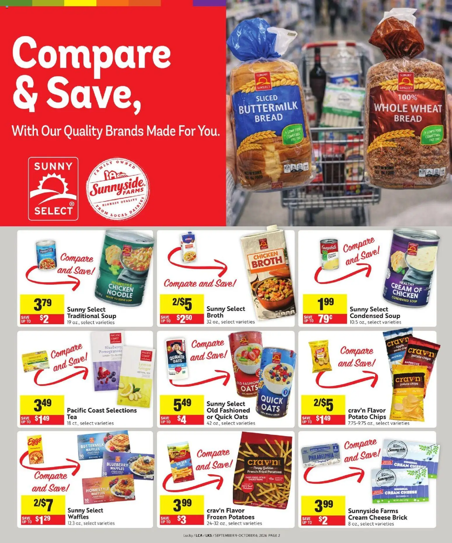 Lucky Supermarkets Ad - valid from 09/09/2026 | Page: 2 | Products: Green Tea, Pomegranate, Chicken, Bread