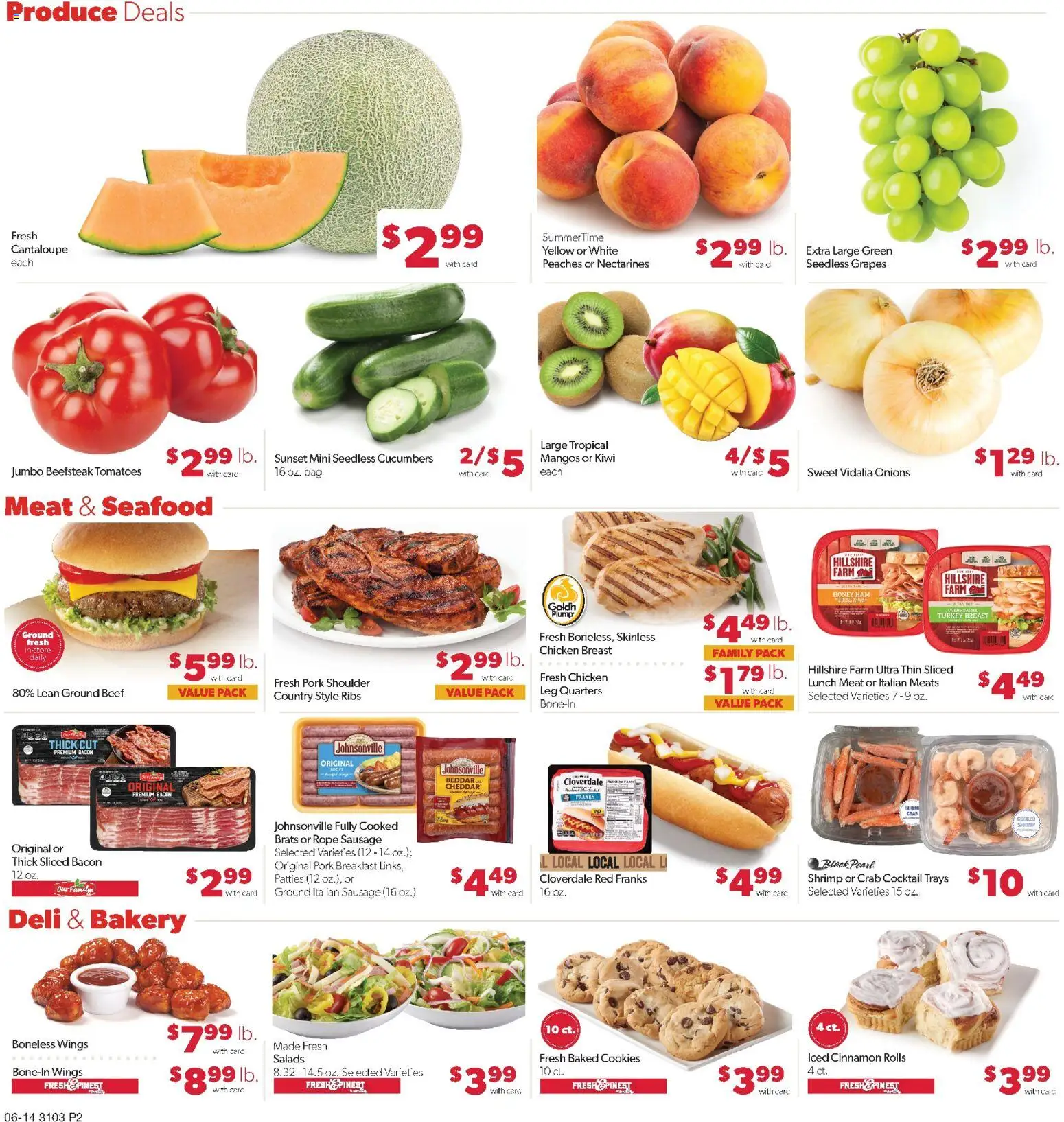 Family Fare Weekly Ad - ND - valid from 14.06.2026 | Page: 2 | Products: Peaches, Tomatoes, Cucumbers, Sausage