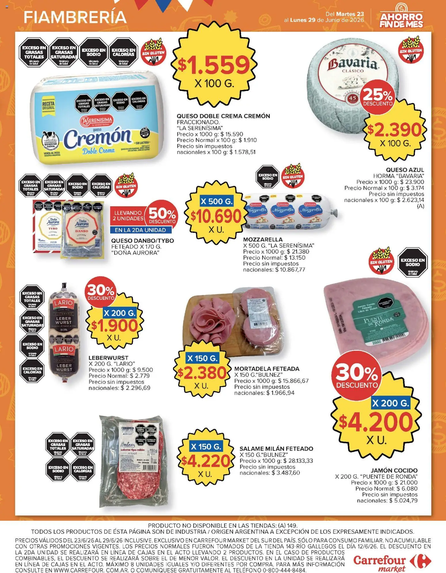 Carrefour ofertas │ válido desde el 23/06/2026 | Página: 40 | Productos: Peso, Jamón cocido, Mortadela, Salame