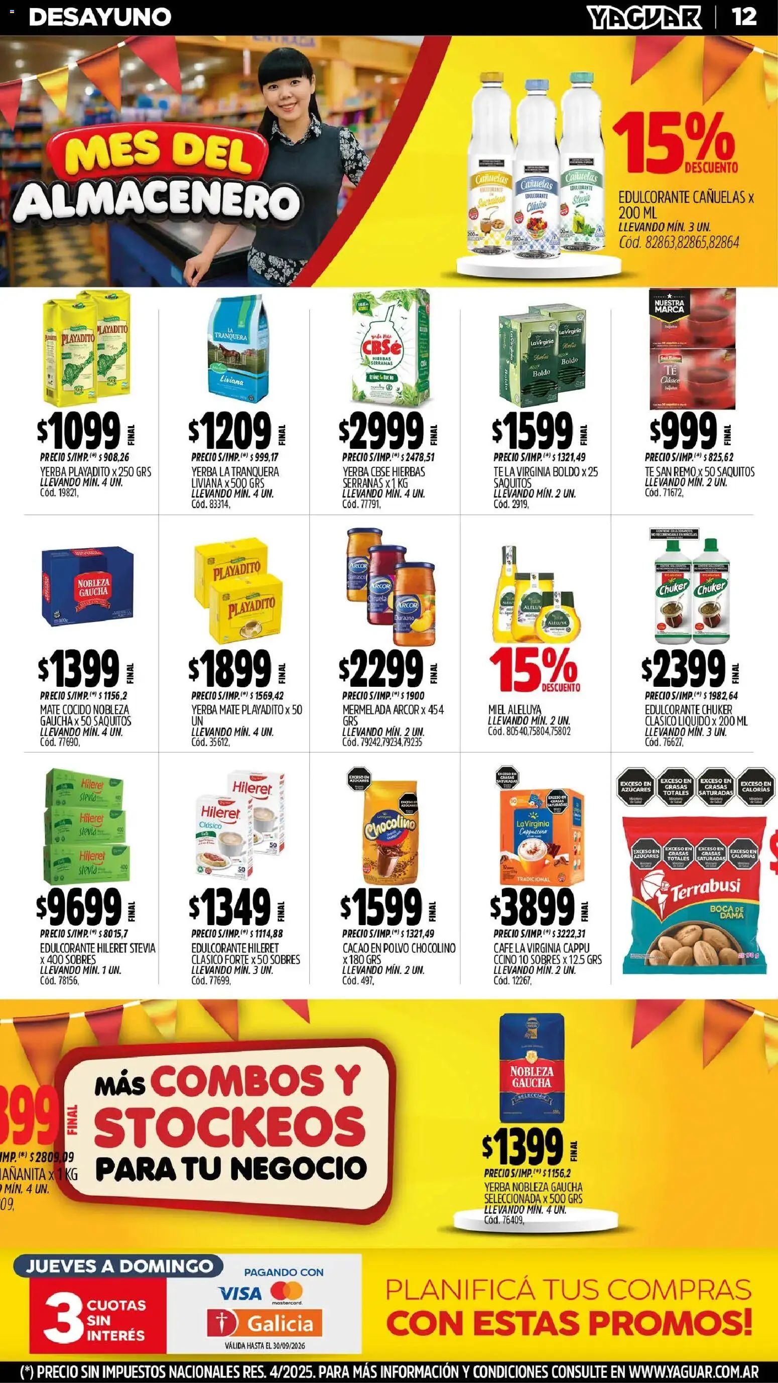 Yaguar - Oferta Semanal General Roca │ válido desde el 31/08/2026 | Página: 12 | Productos: Mate, Yerba, Miel, Té