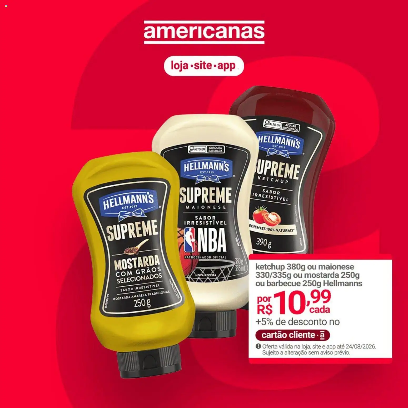 Lojas Americanas Folheto - válido de 13/08/2026 | Página: 5 | Produtos: Mostarda, Ketchup, Açúcar, Maionese