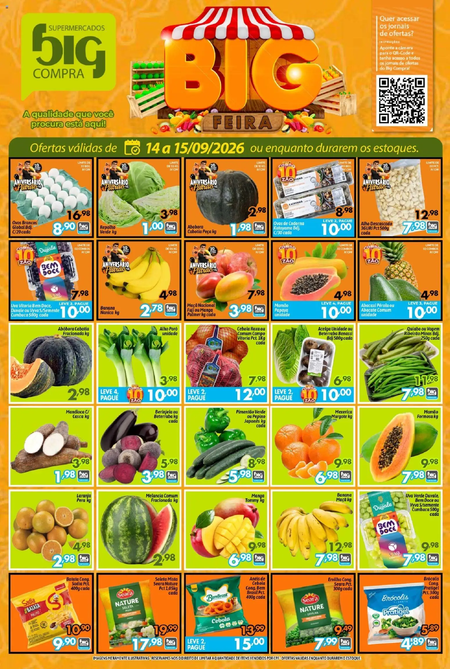 Big Compra Folheto - válido de 14/09/2026 | Página: 1 | Produtos: Alho, Ervilha, Batata, Ovos de codorna